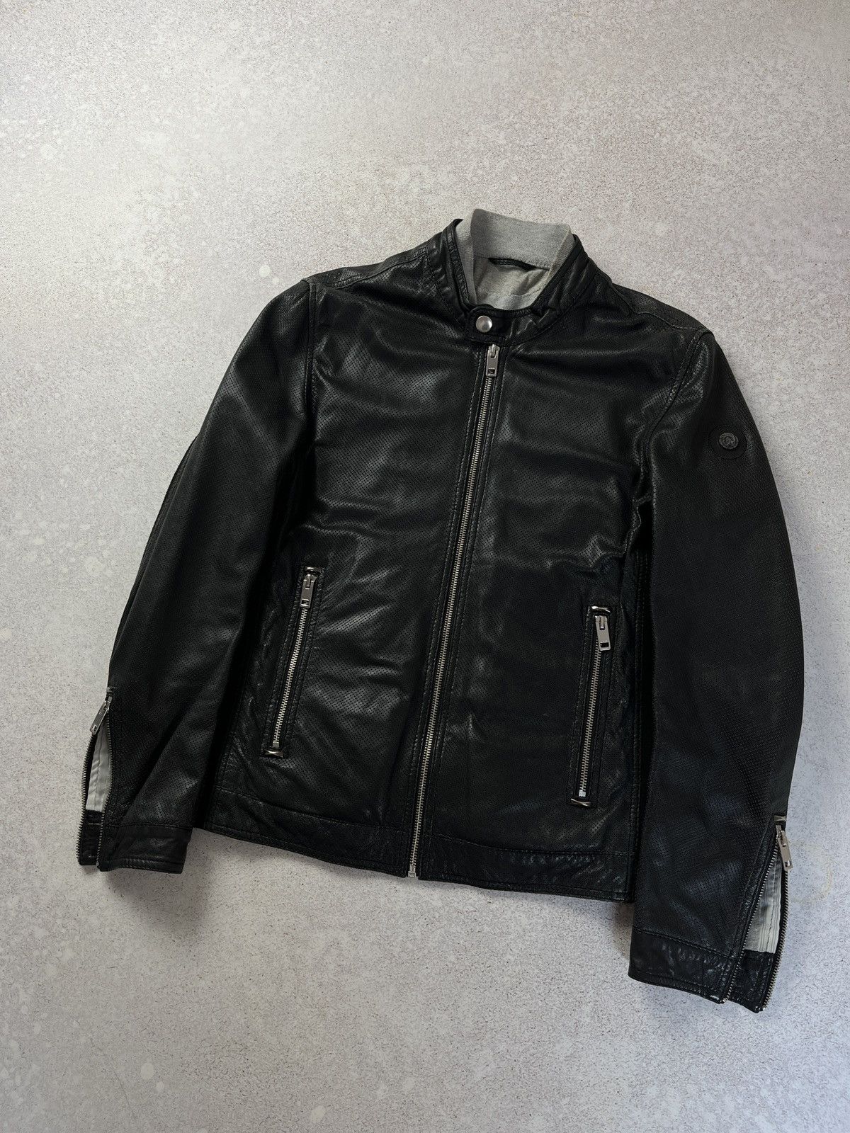 Vintage Diesel Sheepskin Leather Jacket Biker Moto