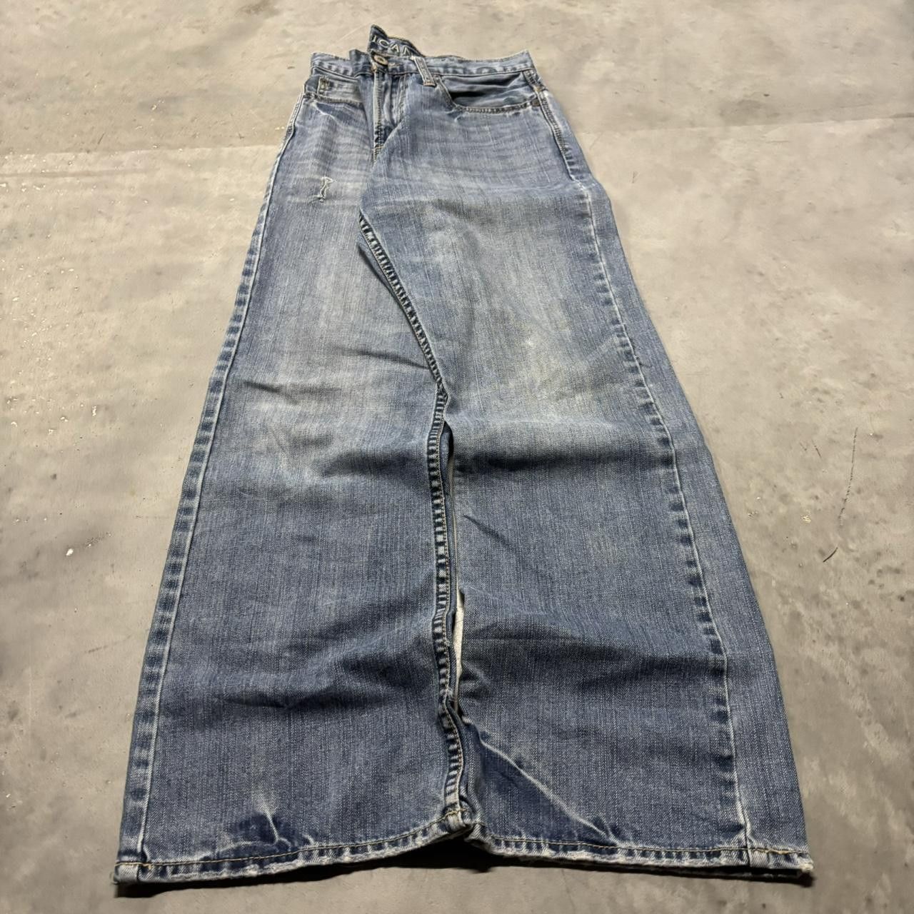 Japanese Brand × Vintage Crazy Vintage Y2K/2000s Grunge Faded Medium Wash Bootcut Denim Jeans! Size US 29 - 3 Thumbnail