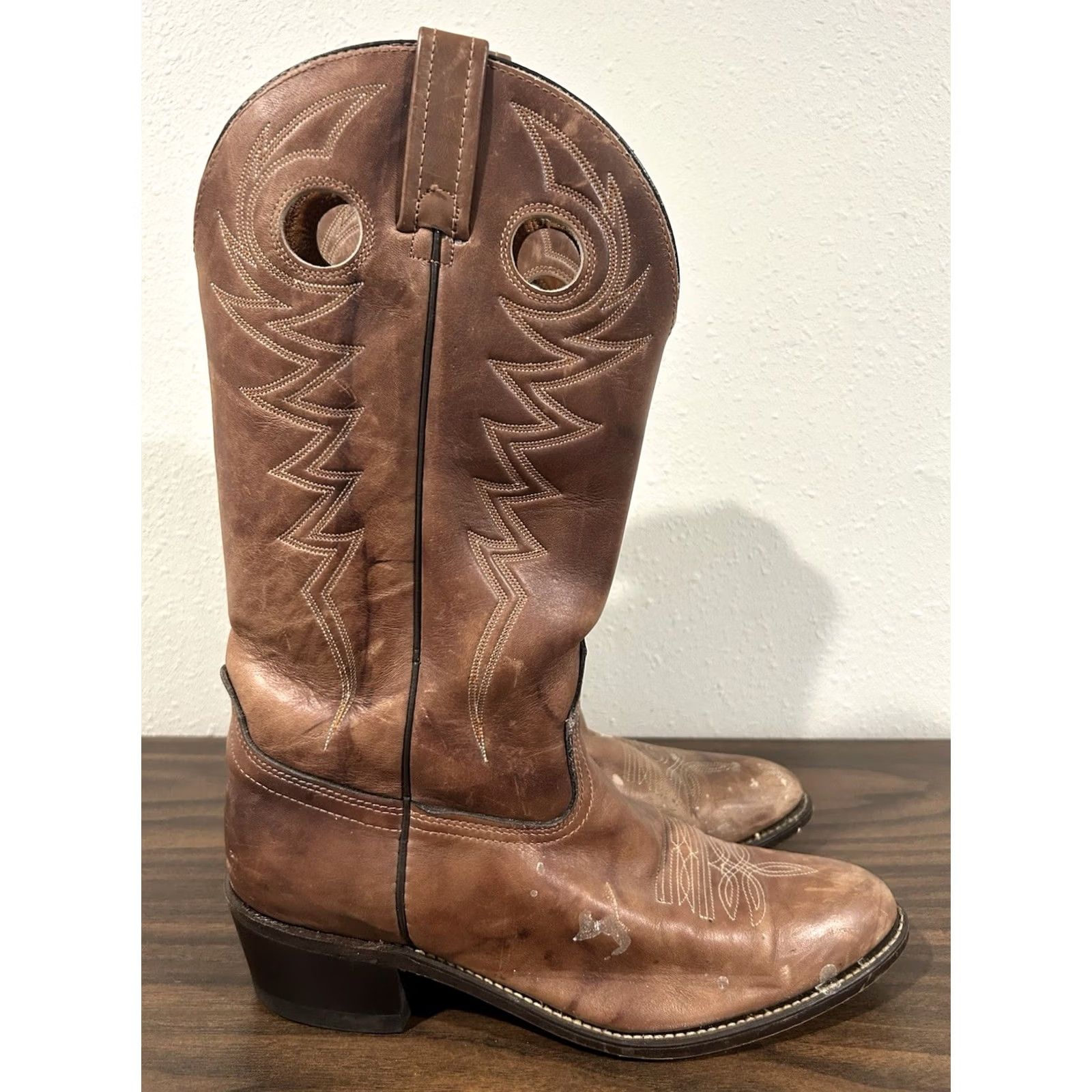Vintage VINTAGE Acme Boots Western Boots Mens 9.5 Brown Leather Pointed Toe Pull On Cowboy USA 1983 Size US 10 / EU 43 - 3 Thumbnail