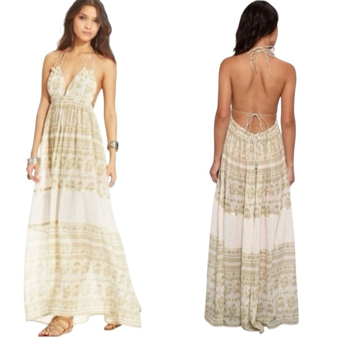 Free People Free People Womens Boho Maxi Dress Halter Open Back Tiered S Size XS / US 0-2 / IT 36-38 - 4 Thumbnail