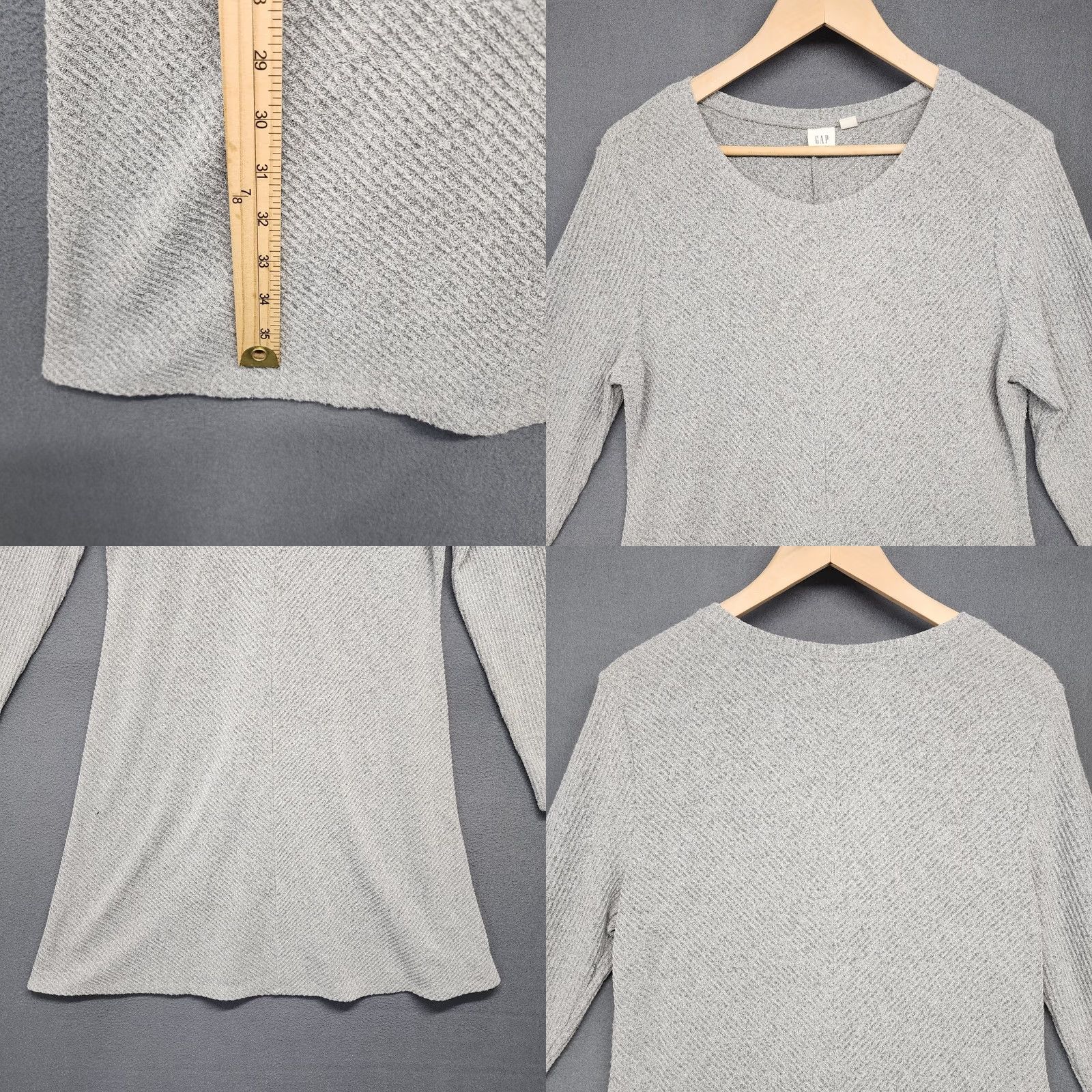 Gap Gap Dress Women's L Large Light Grey Long Sleeve Ribbed Swing Stretch Knee Length A-Line Pullover Dress Mens Womens Girls Size L / US 10 / IT 46 - 8 Thumbnail