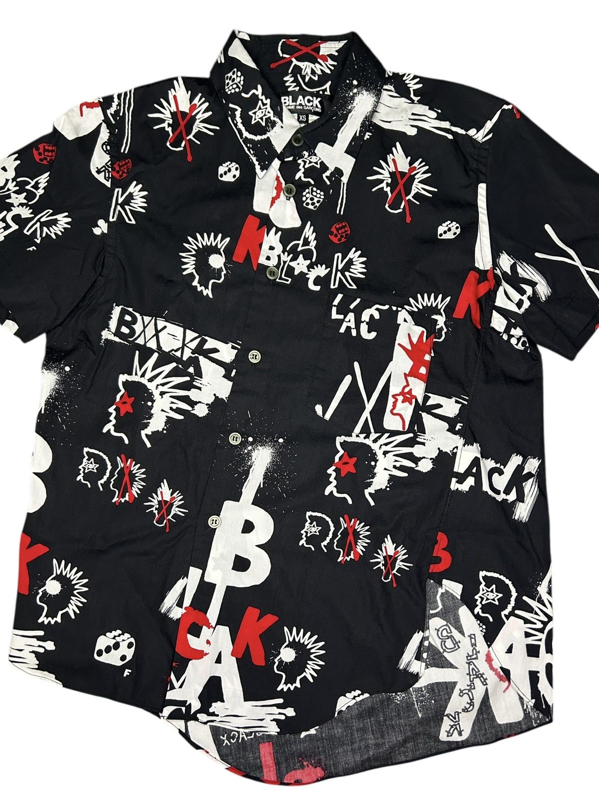 Comme des Garcons Black F/W 15 Asymmetric Printed Shirt Size US XS / EU 42 / 0 - 3 Thumbnail