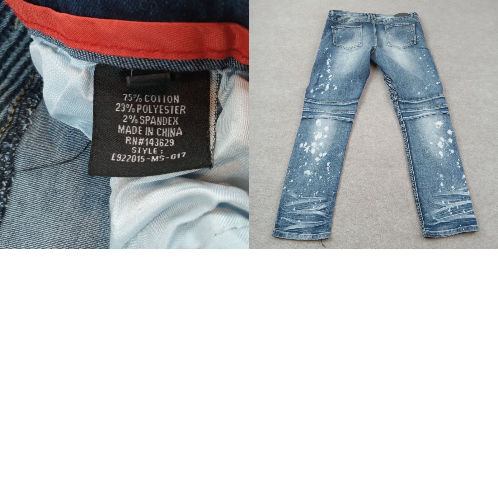 Vintage Encryptd Jeans Mens 36x30 Blue Moto Skinny Leg Paint Splatter Stretch Distressed Size US 36 / EU 52 - 8 Thumbnail