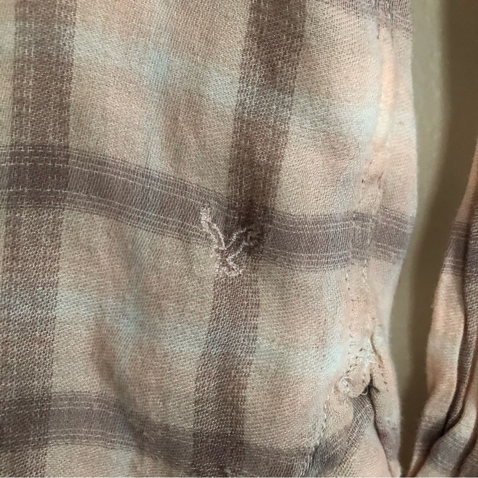 American Eagle Outfitters American Eagle Pink Brown Plaid Flannel Button Up Shirt Top Size M / US 6-8 / IT 42-44 - 3 Thumbnail