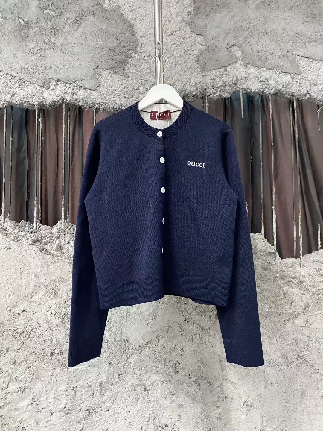 Gucci blue logo wool cardigan by gucci Size US M / EU 48-50 / 2 - 1 Thumbnail