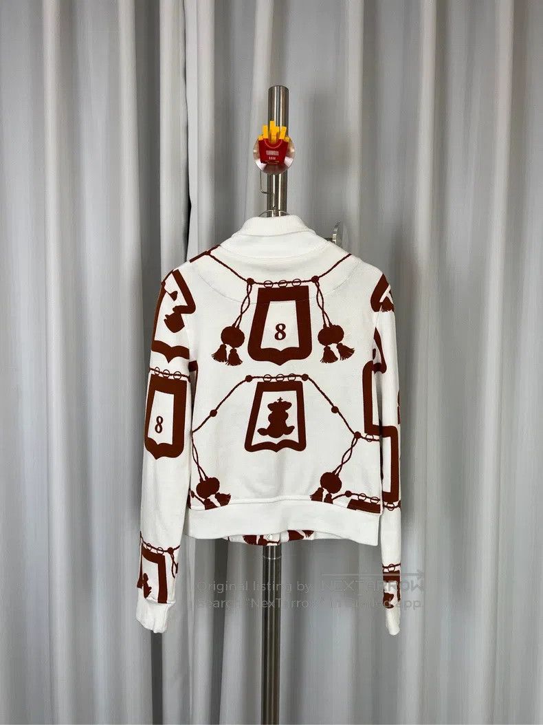 Hermes Hermes White Pattern Printed Tweed Pilot Jacket Size XXS / US 00 / IT 34 - 3 Thumbnail