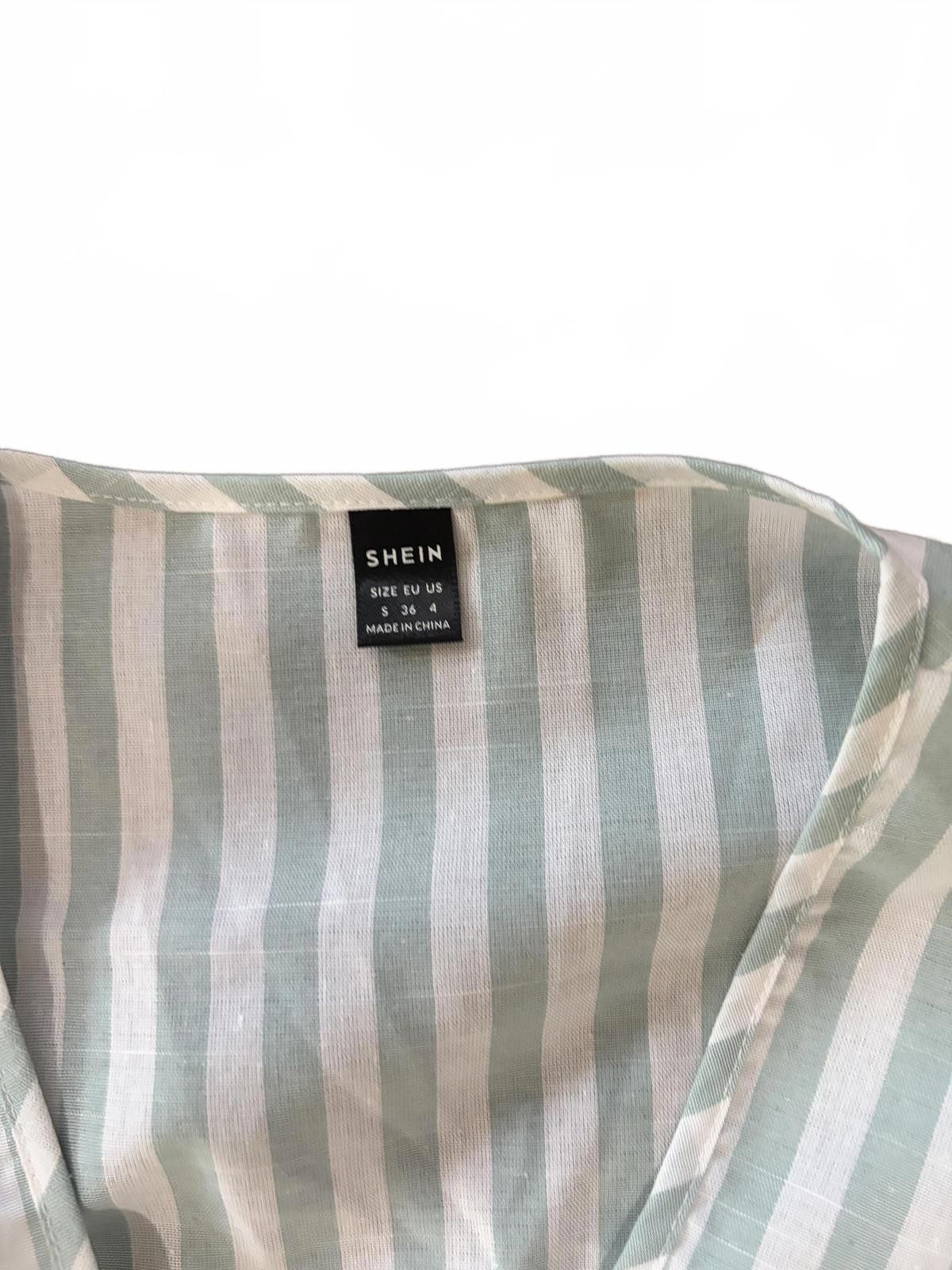 Shein SHEIN Striped Ruffle Sleeve Peplum Cropped Top Size S NWOT Size S / US 4 / IT 40 - 3 Thumbnail