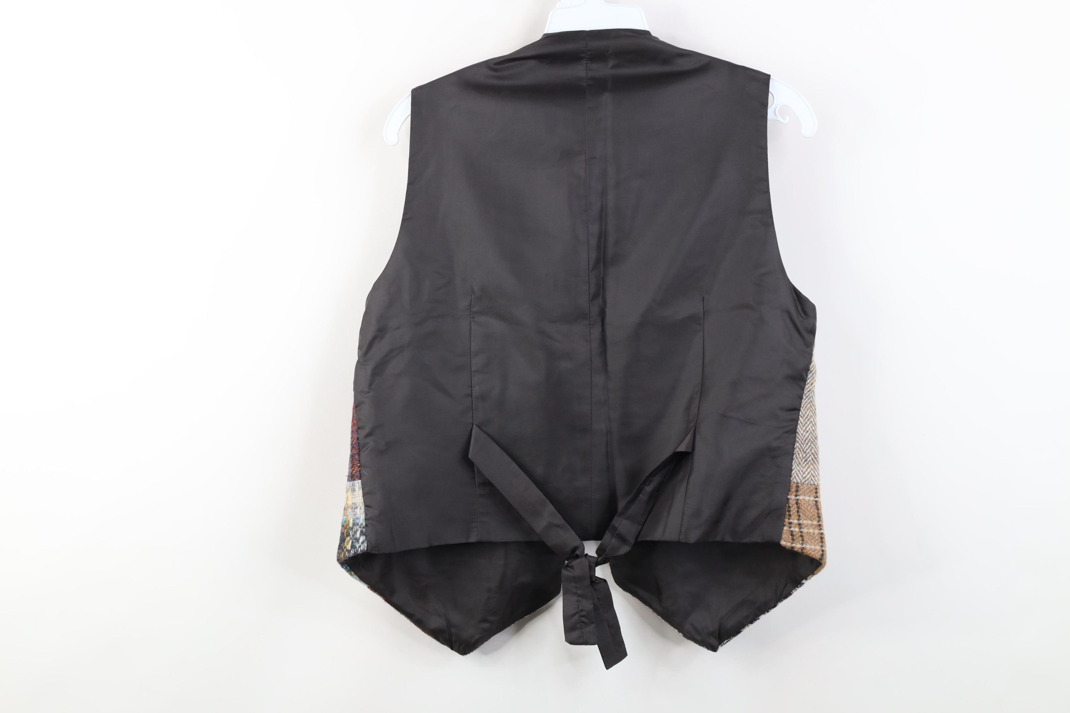 Vintage Vintage 90s Streetwear Tweed Patchwork Tie Back Vest Jacket Size L / US 10 / IT 46 - 6 Thumbnail