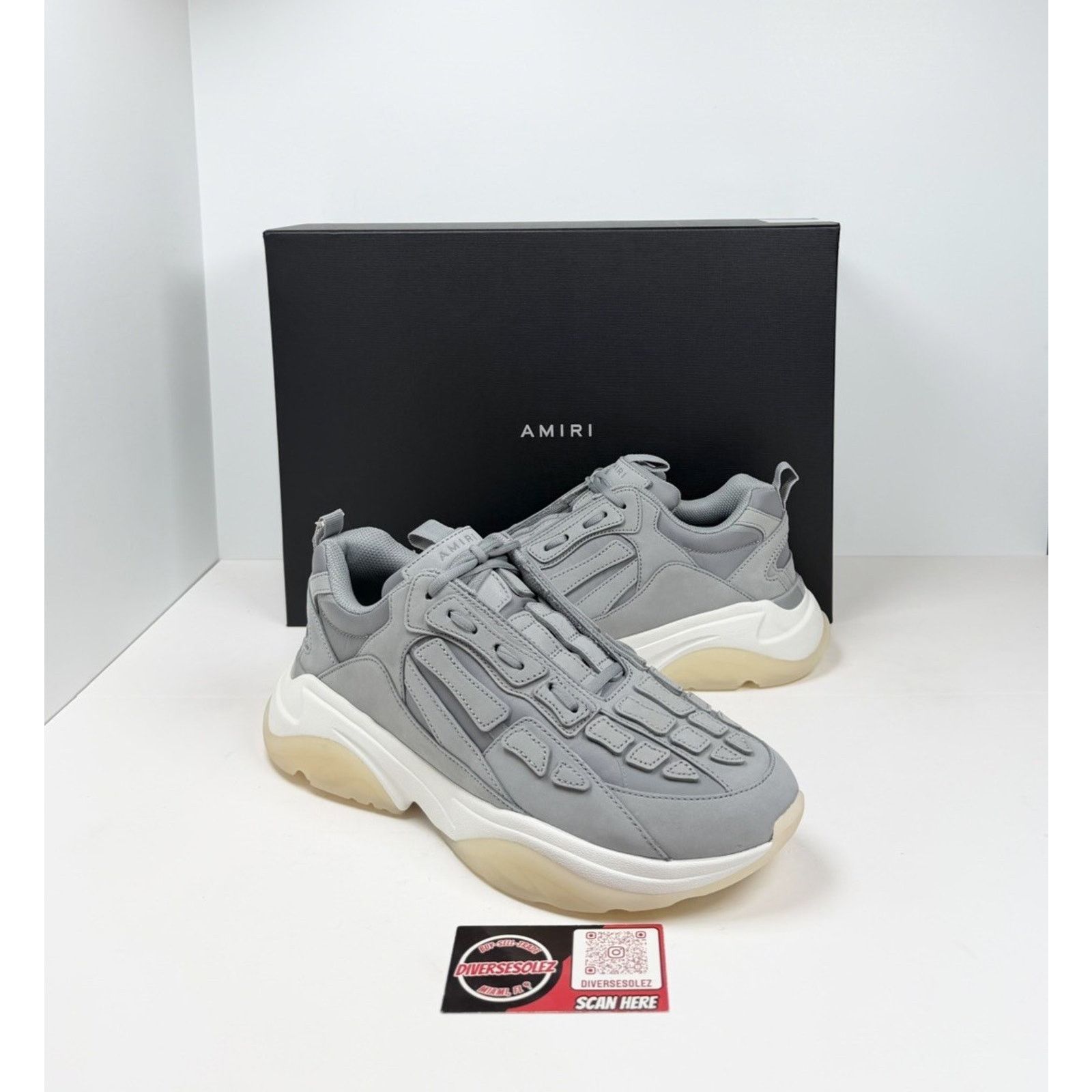 Amiri Size 44EU/11US - Amiri Bone Runner Grey White NEW Size US 11 / EU 44 - 1 Thumbnail