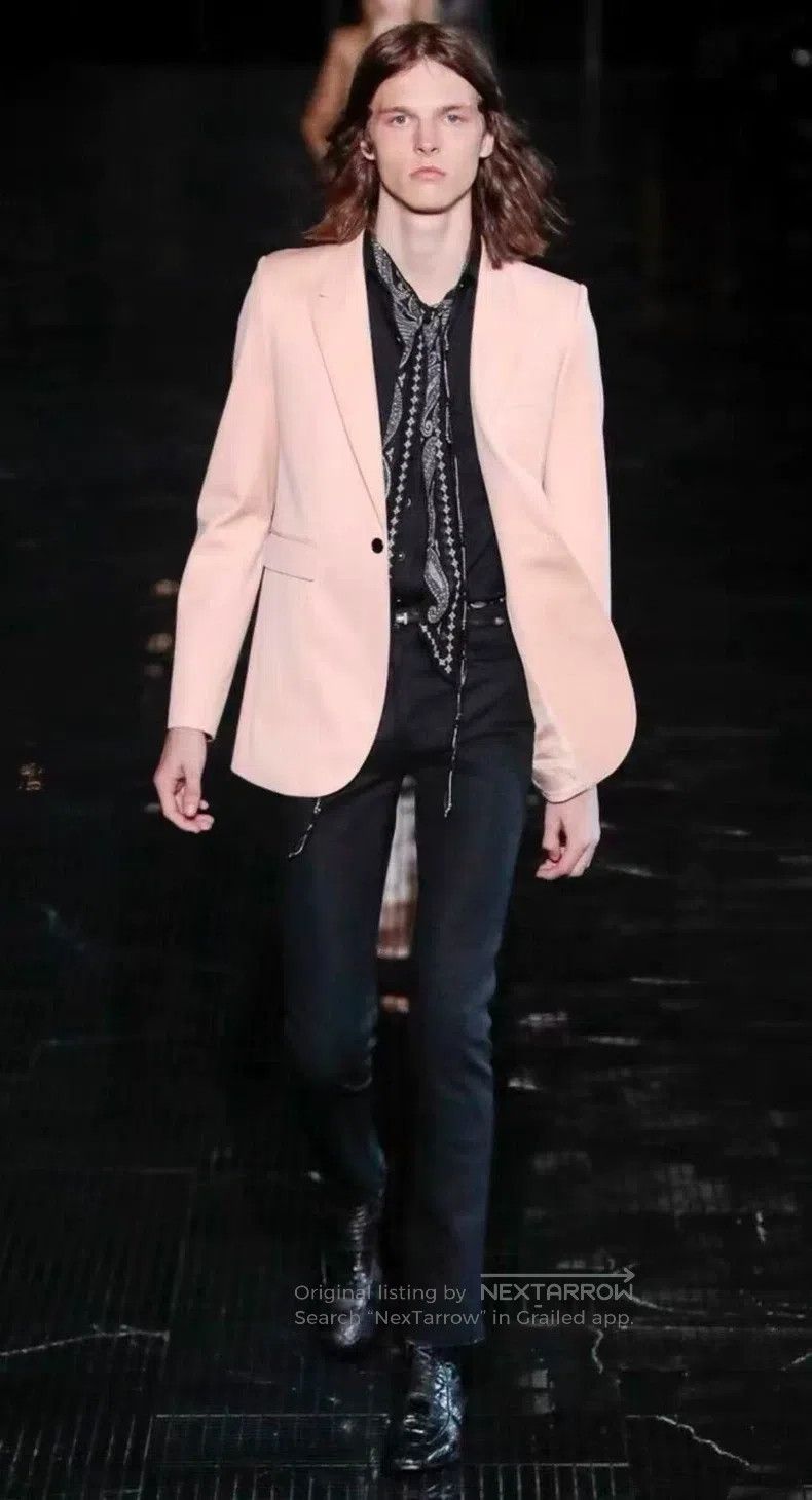Saint Laurent Paris Saint Laurent Paris Light Pink Peak Lapel Straight Shoulde Size US S / EU 44-46 / 1 - 8 Thumbnail