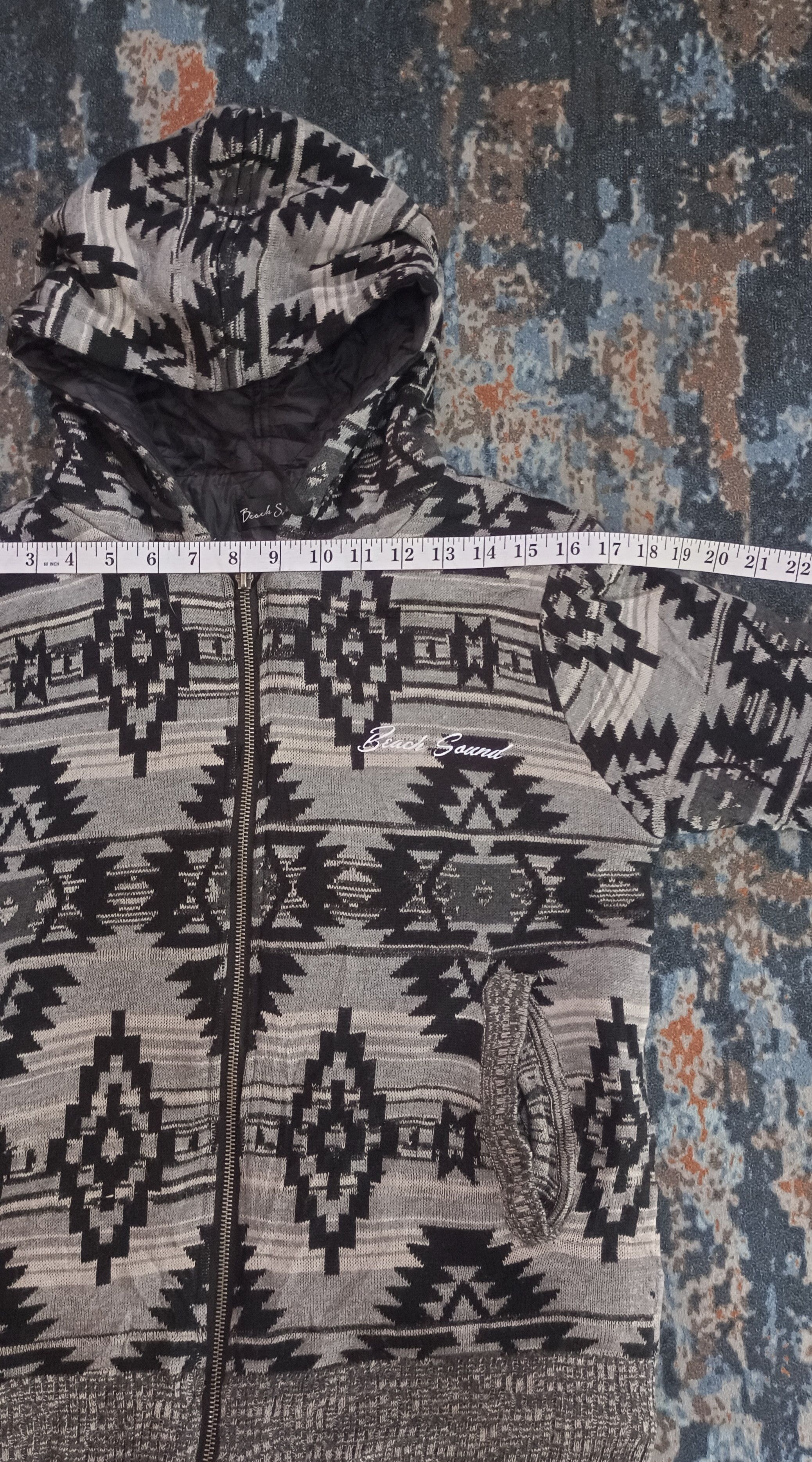 Vintage Beach Sound Surf Puffer Hoodie