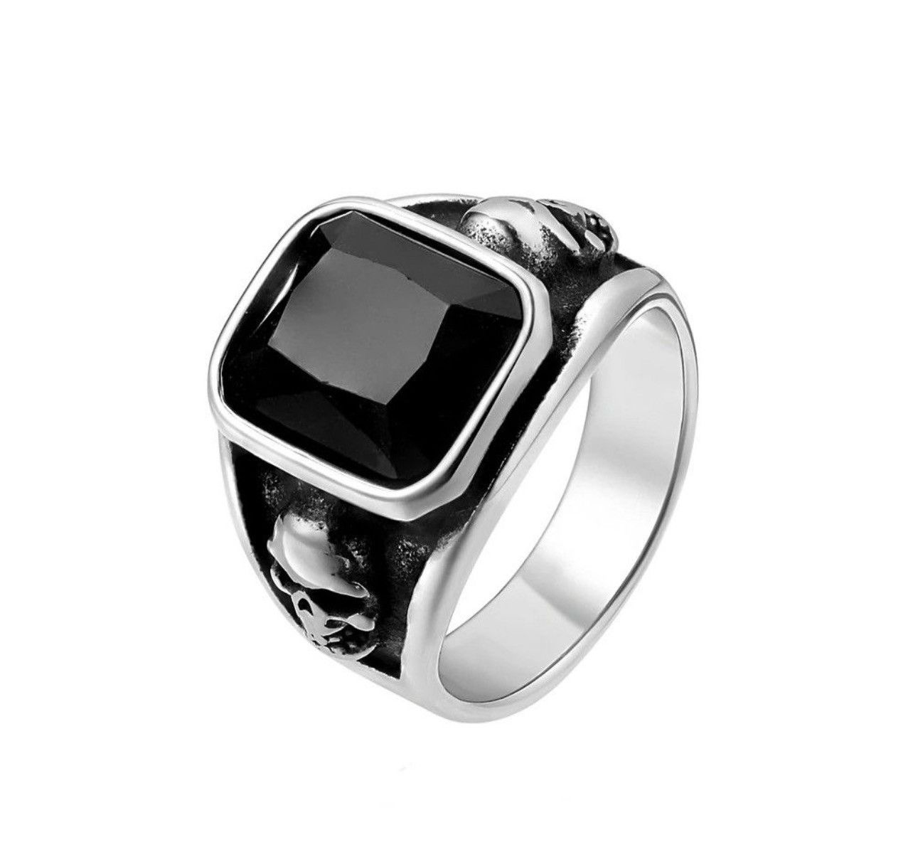 Jewelry Retro Personality Black Stone Ring Size ONE SIZE - 3 Thumbnail