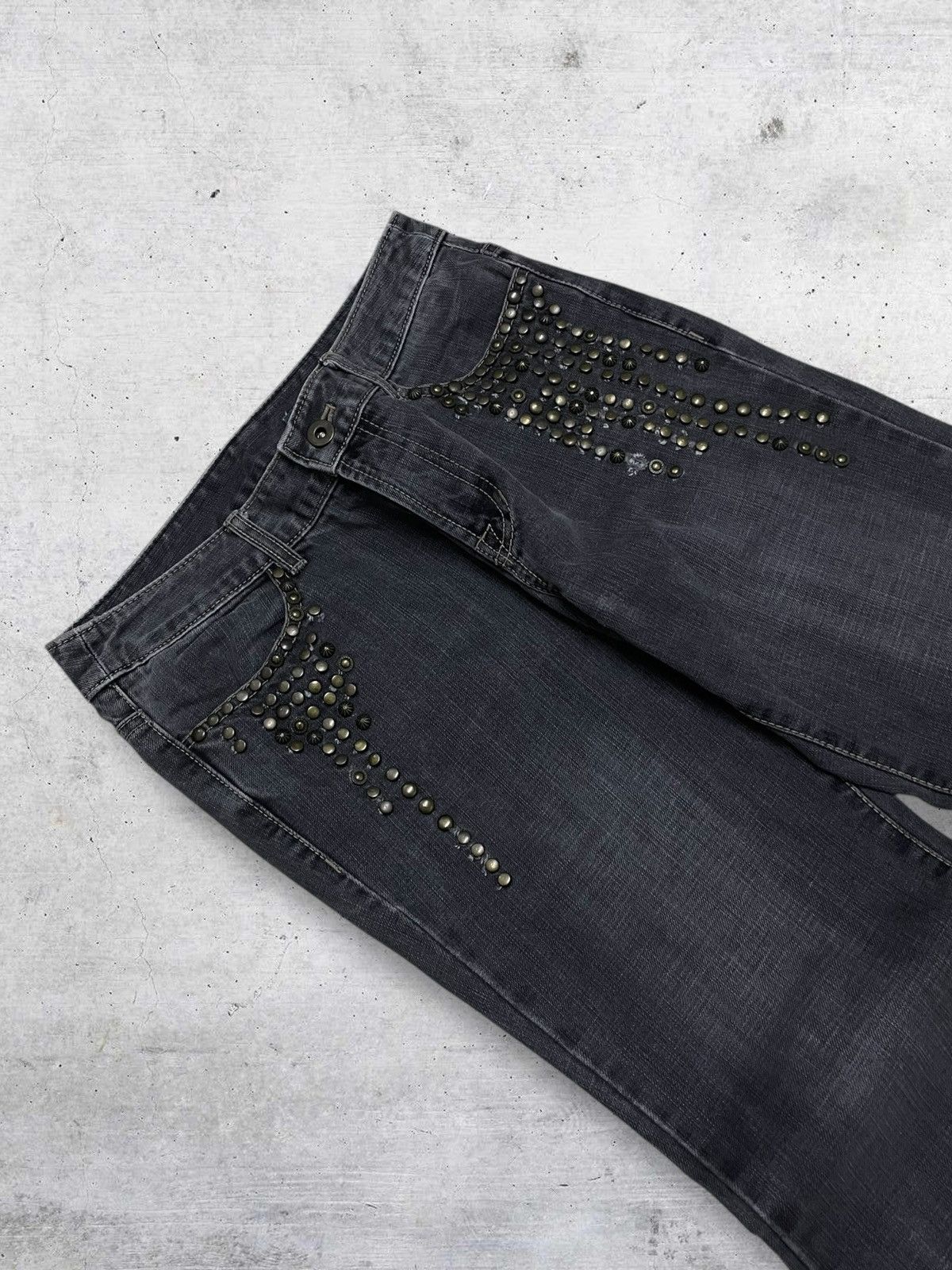 Japanese Brand 90S PUNK-ROCK INFLUENCES EKDUTIN STUDDED FLARED JAPAN DENIM Size US 28 / EU 44 - 5 Thumbnail