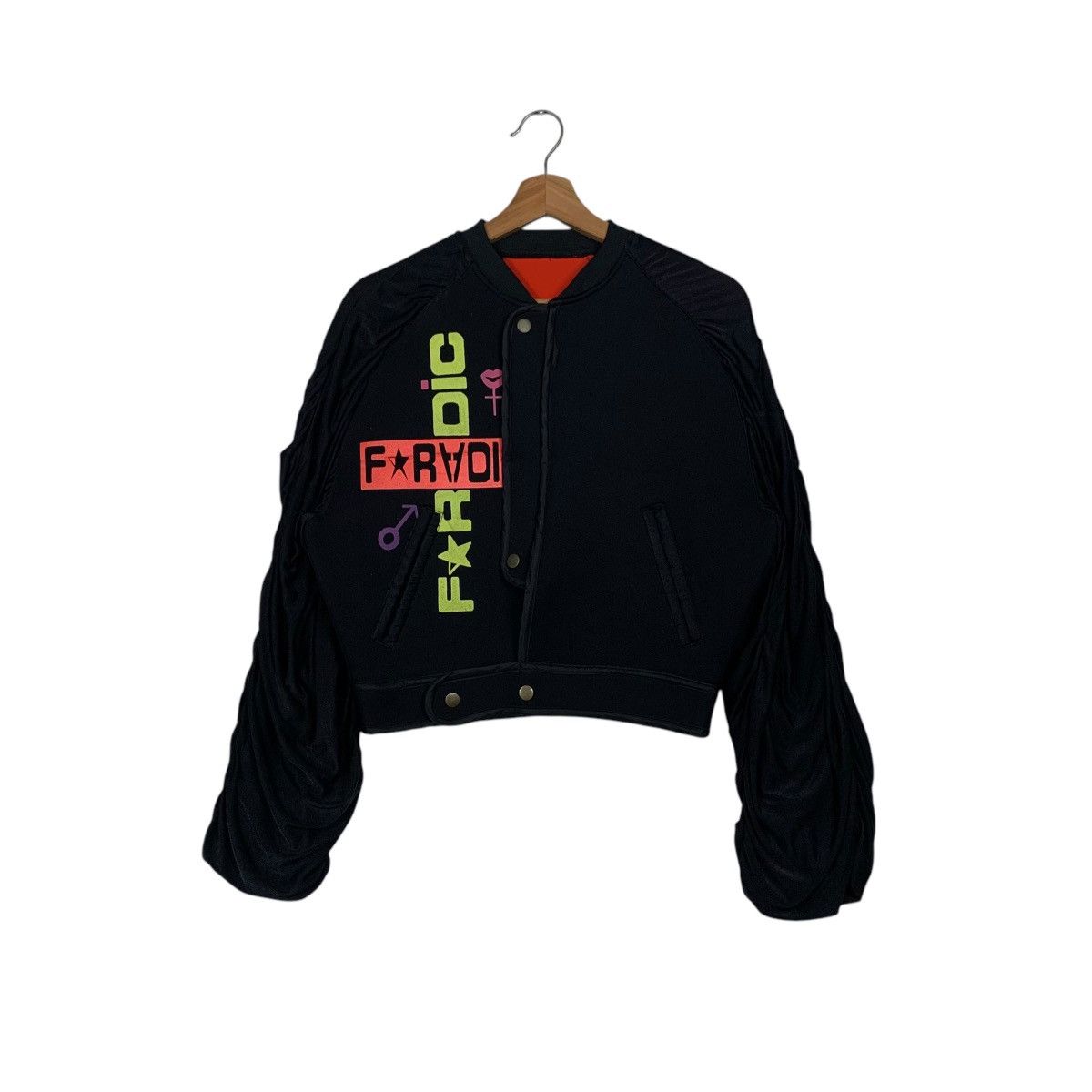 Japanese Brand FARADIC Big Logo Printed Hybrid Cropped Jacket #1646-C73 Size M / US 6-8 / IT 42-44 - 1 Thumbnail