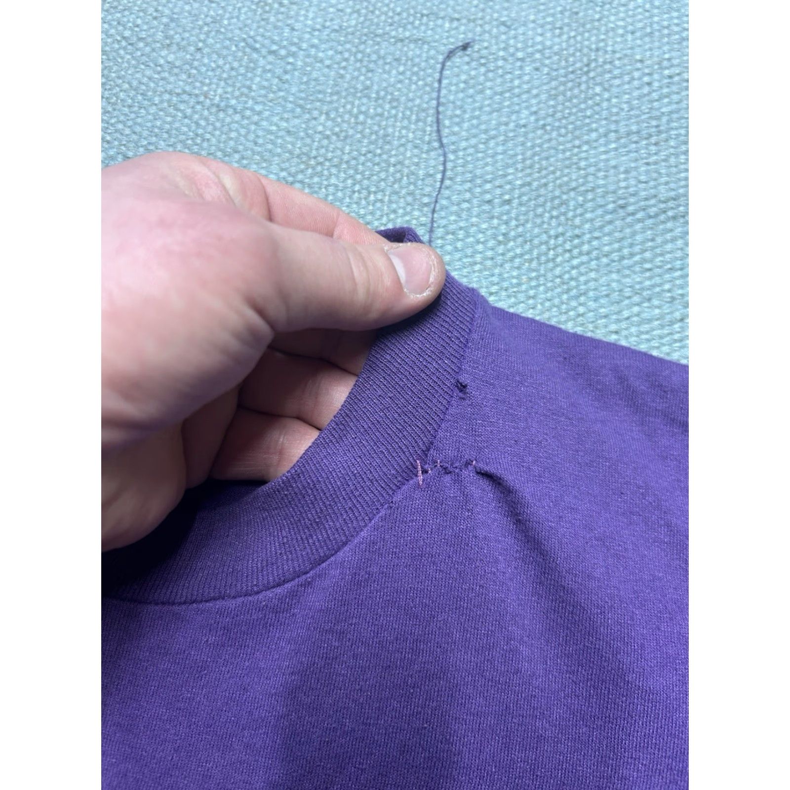 Jerzees VINTAGE 80s Jerzees T-Shirt Pocket Purple Plum Large Men Shirts Size US L / EU 52-54 / 3 - 5 Thumbnail