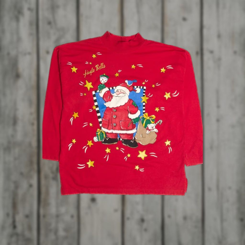 Vintage VINTAGE Holiday Time Red Christmas Sweatshirt Large Men’s Women’s XL 44” Chest 27” Length Cotton Polyester Sweatshirt Size L / US 10 / IT 46 - 1 Thumbnail
