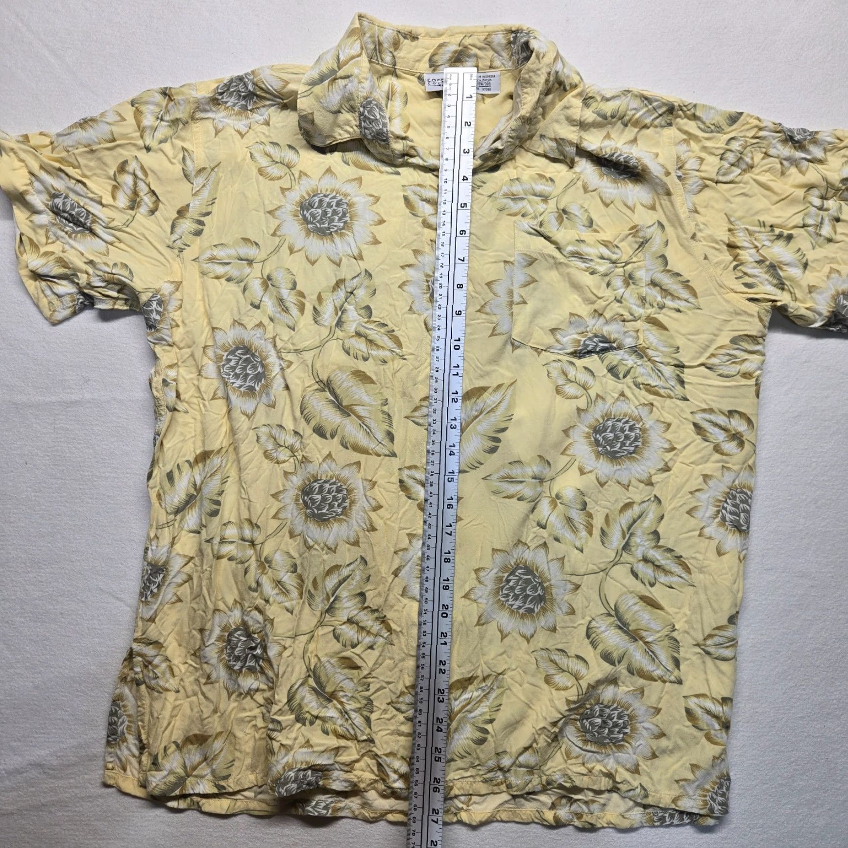 Vintage VTG Carolina Colours Hawaiian Rayon Yellow Top Blouse Shirt Adult Women's 18W Size XXL / US 16-18 / IT 52-54 - 6 Thumbnail