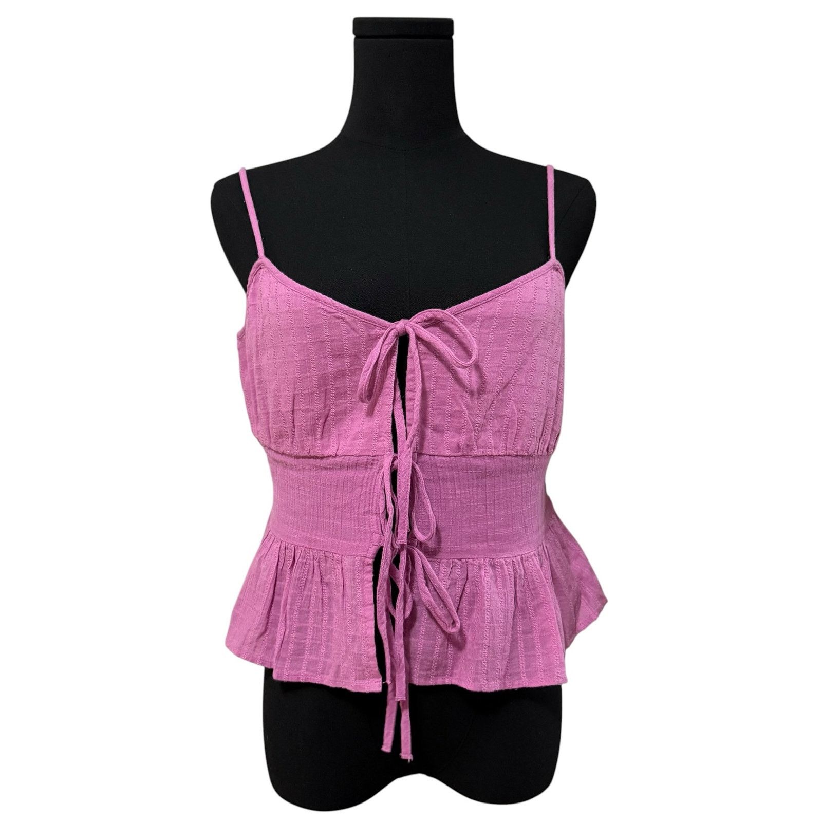 American Eagle Outfitters NEW American Eagle Crop Top Tie Front Camisole Pink Medium Size M / US 6-8 / IT 42-44 - 10 Thumbnail