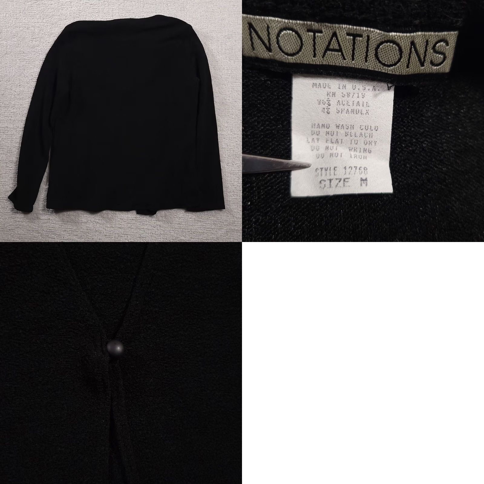 Vintage VINTAGE Notations Shirt Womens Medium Black Long Sleeve Cardigan Blouse Business USA 90s Size M / US 6-8 / IT 42-44 - 8 Thumbnail