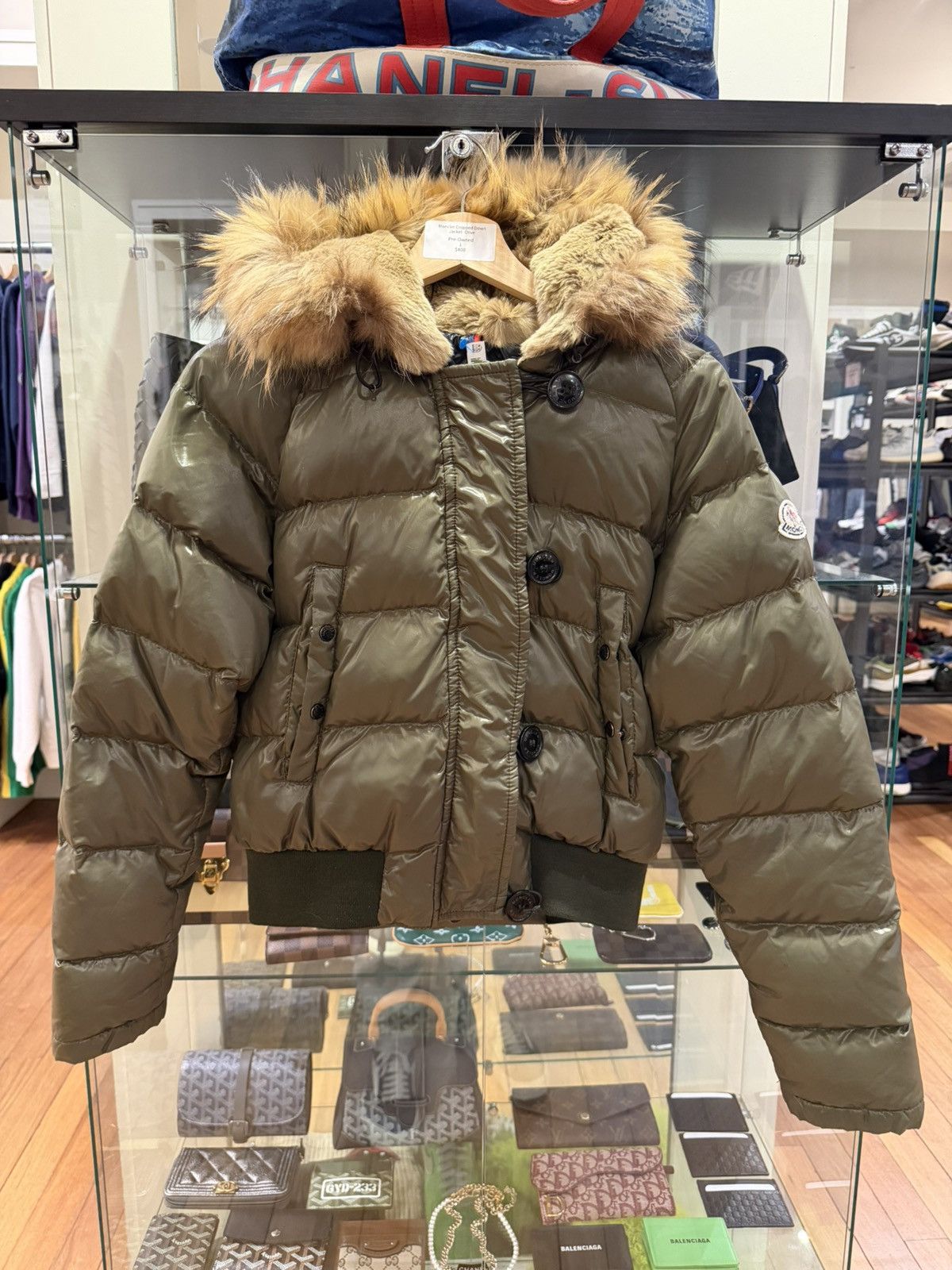 Moncler Moncler Cropped Down Jacket - Olive Size S / US 4 / IT 40 - 1 Thumbnail