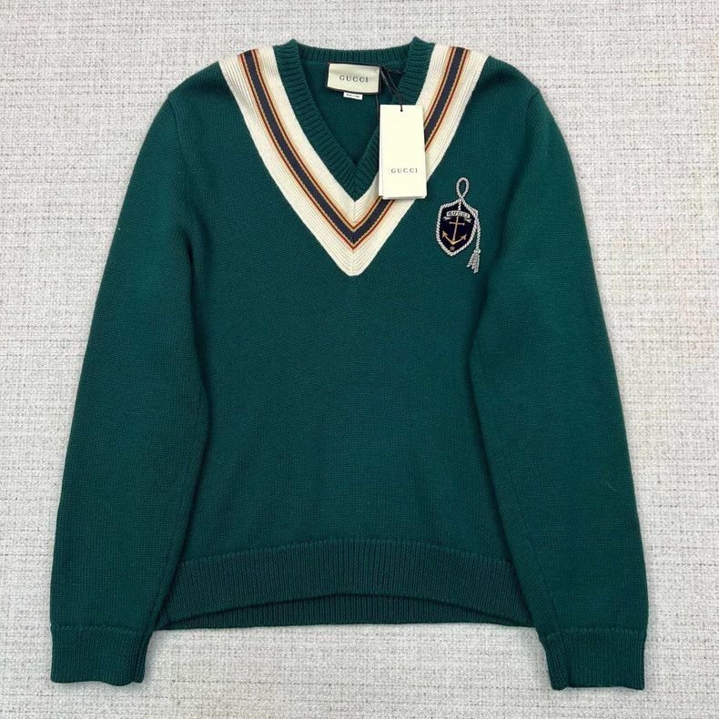 Gucci Gucci Striped letter Logo embroidered V-neck long-sleeved p Size US M / EU 48-50 / 2 - 2 Thumbnail