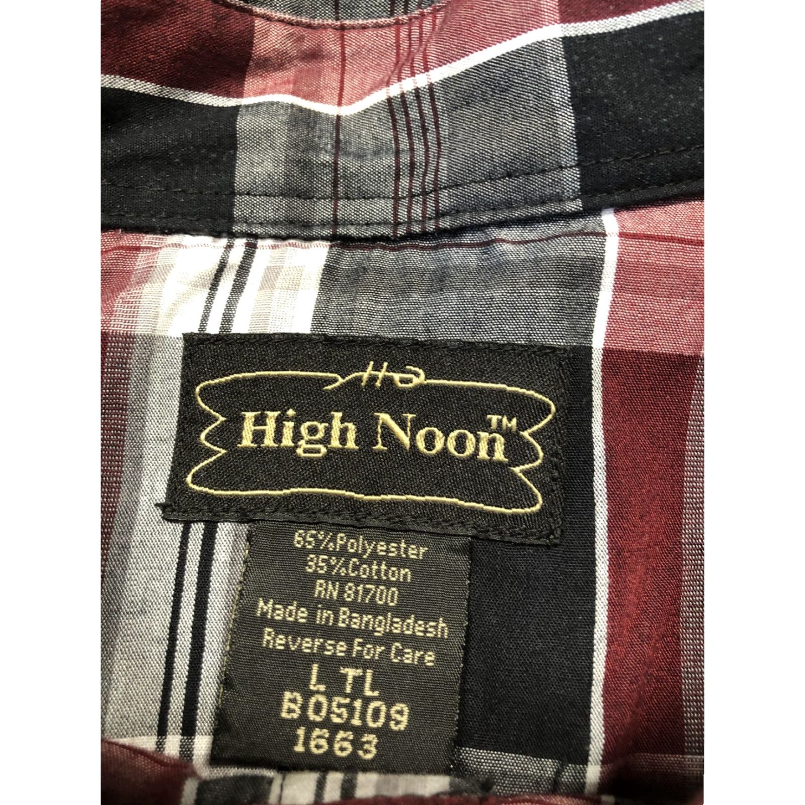 Vintage High Noon Shirt Mens LT Black Red Plaid Western Pearl Snap Short Sleeve Cowboy Size US L / EU 52-54 / 3 - 7 Thumbnail