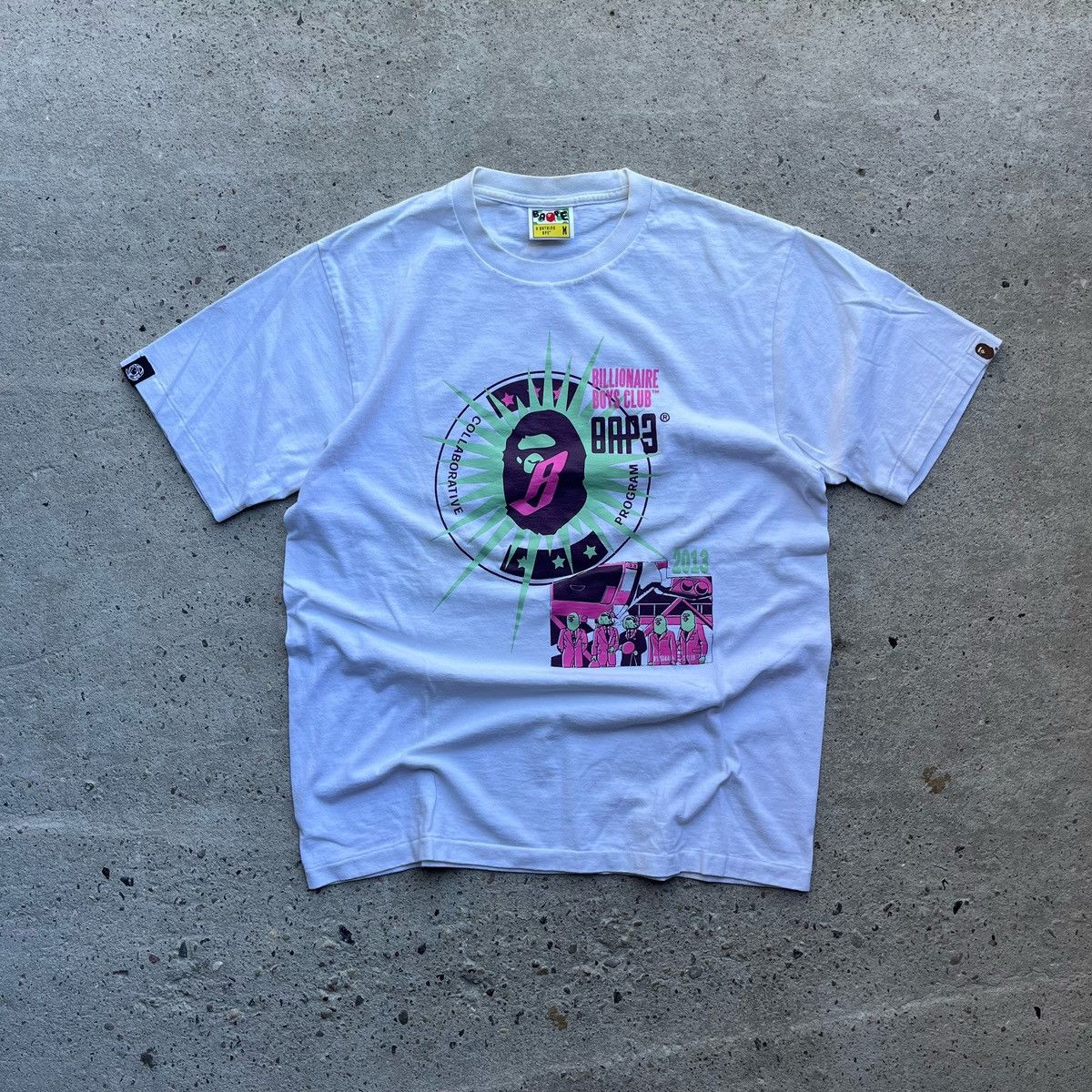 image of Bape x Billionaire Boys Club Bbc 2013 Tour Tshirt White, Men's (Size Medium)