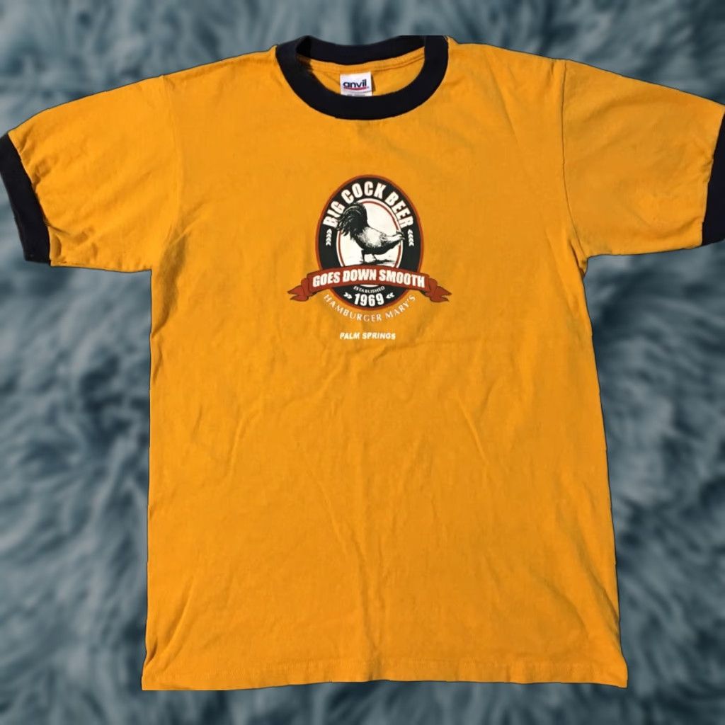 Anvil VINTAGE Big Cock Beer Ringer Shirt S Yellow Mens Graphic Tee 90s Grunge Humor Bar Size US S / EU 44-46 / 1 - 1 Thumbnail