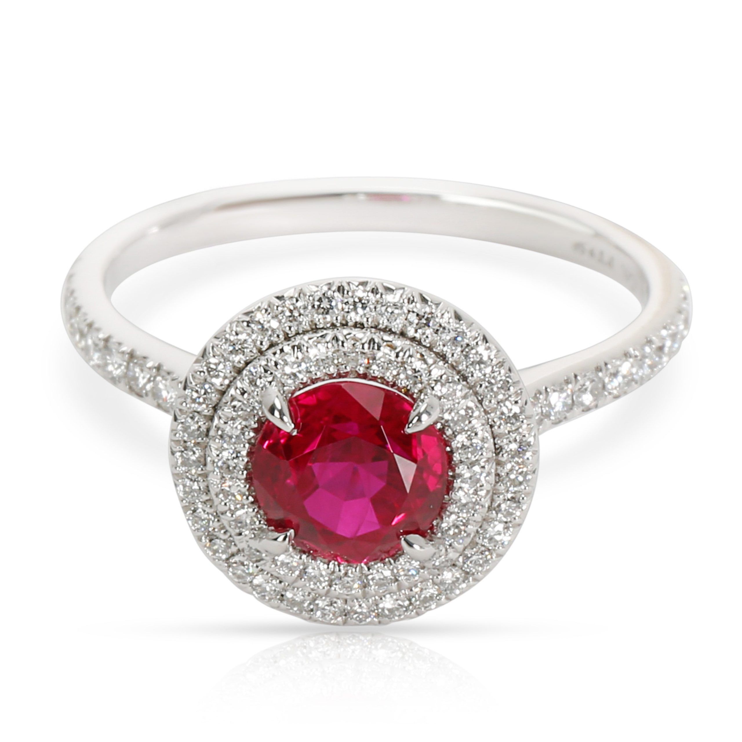 image of Tiffany Co Tiffany & Co. Platinum Ruby Soleste Diamond Ring (0.36 Cts) in Silver, Women's
