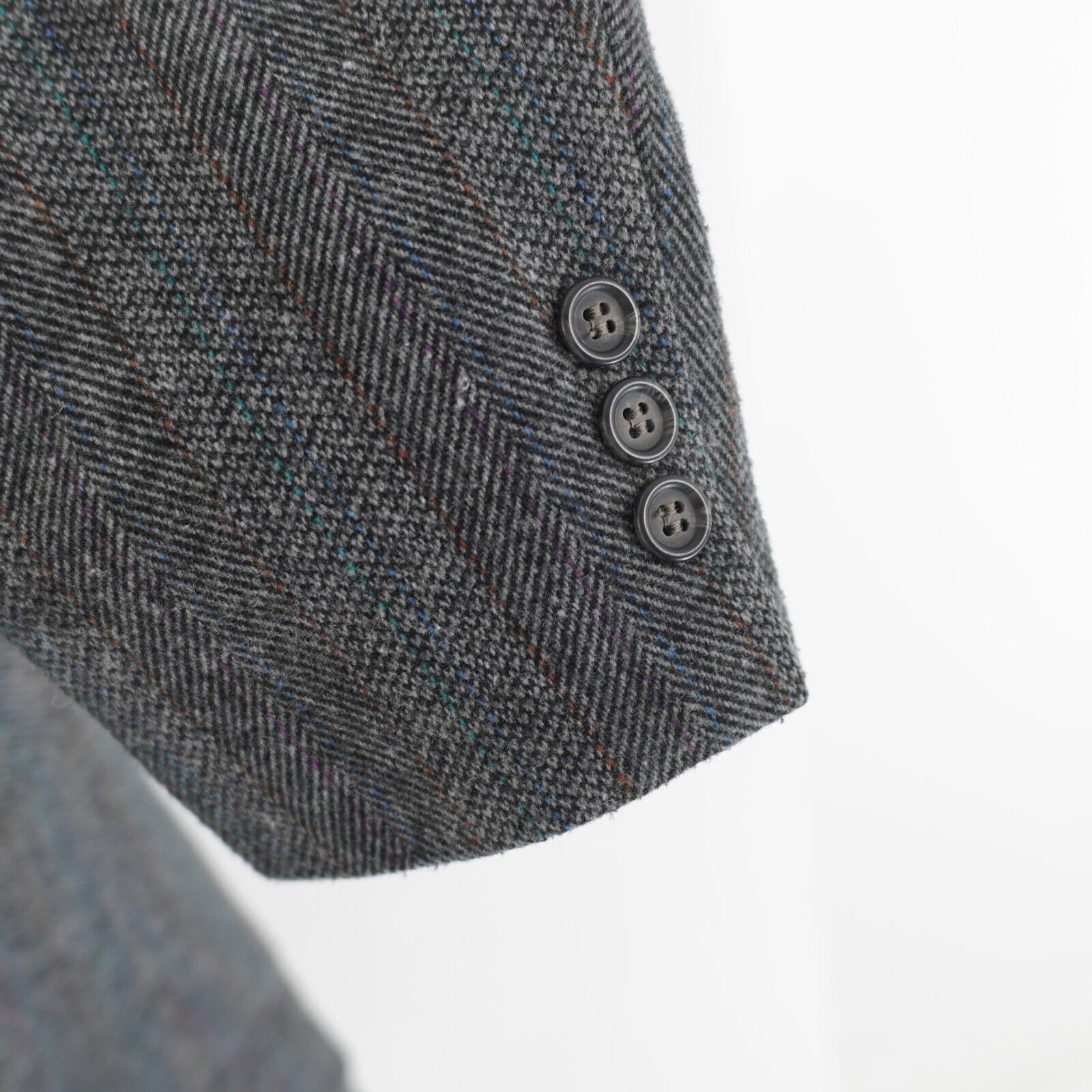 Towncraft Towncraft Tweed Wool Patchwork Gray Herringbone 2 Button Spo Size 38R - 3 Thumbnail
