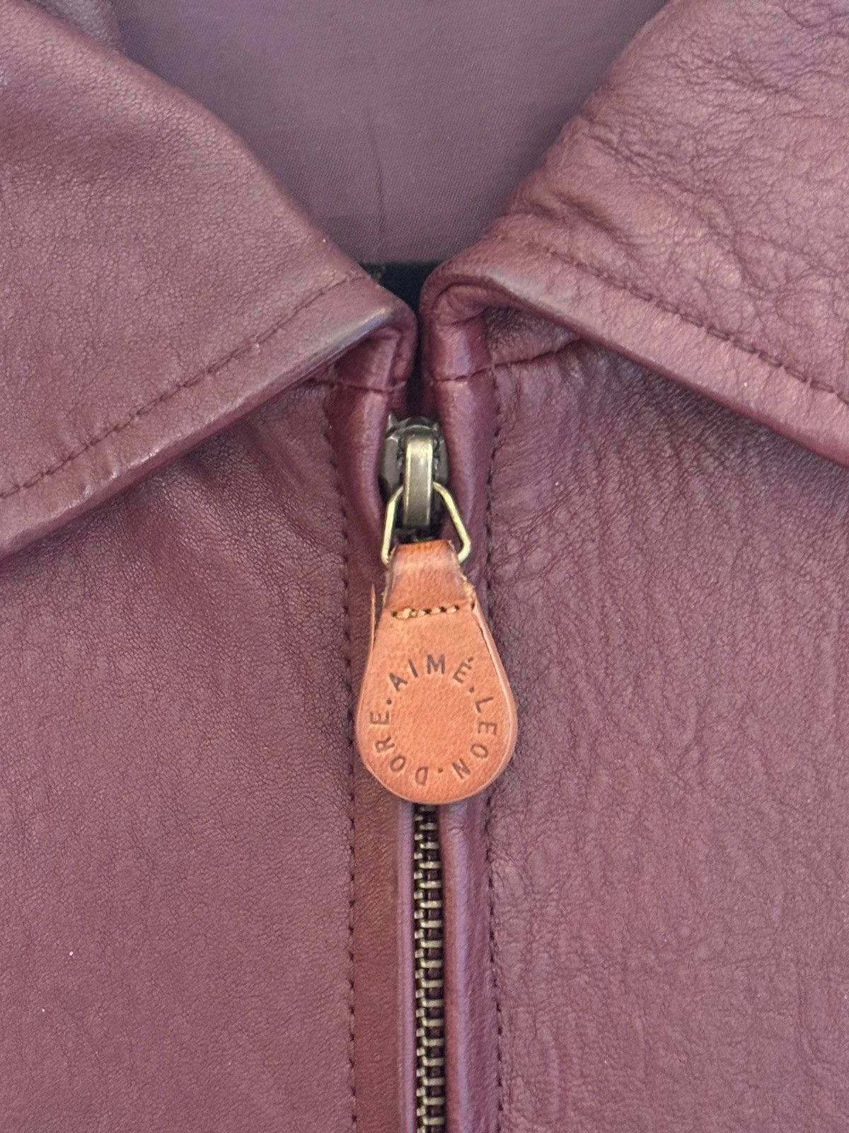 Aime Leon Dore Aime Leon Dore Burgundy Leather Jacket with Back Embroidery Size US M / EU 48-50 / 2 - 9 Thumbnail