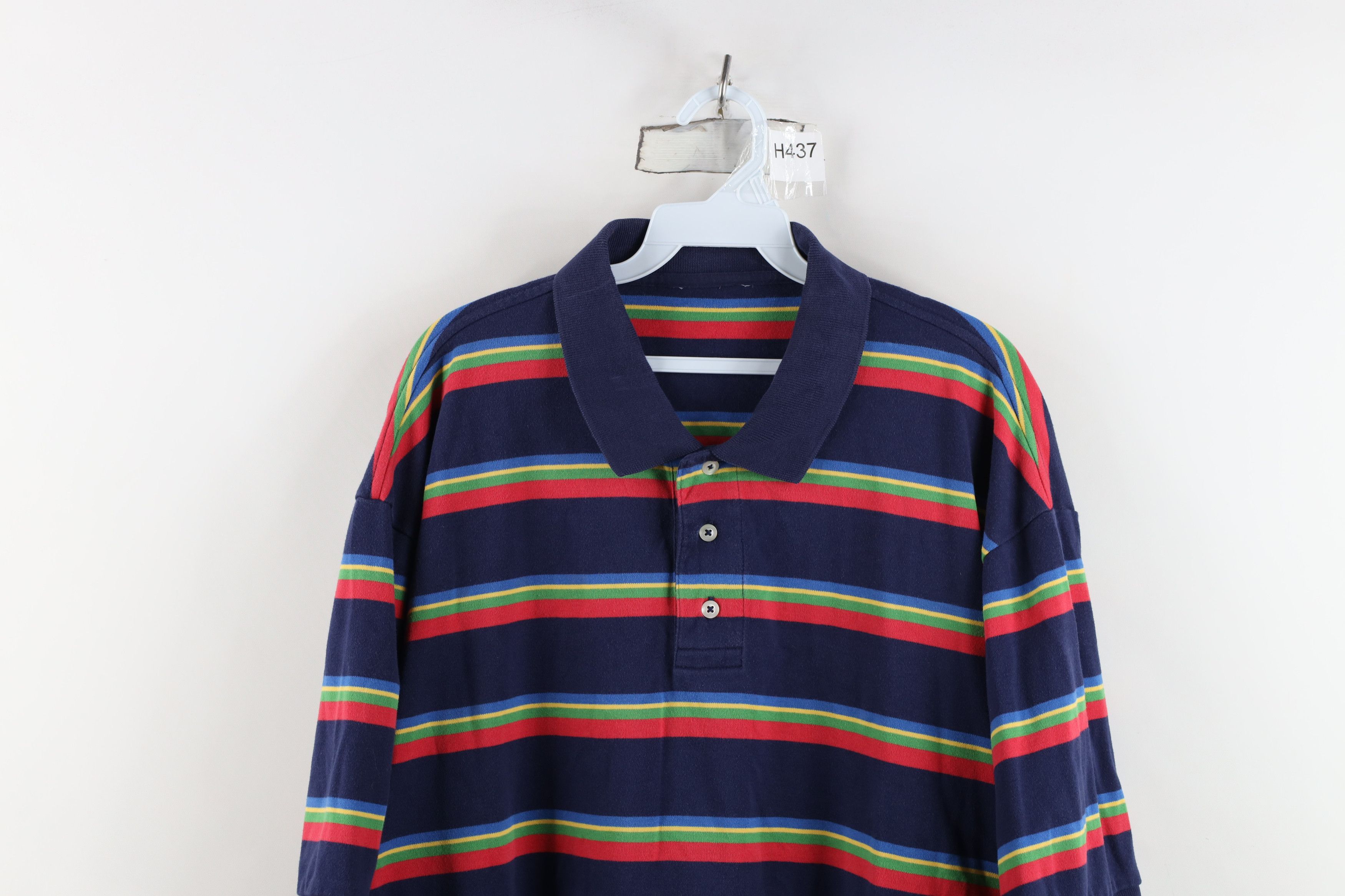 Vintage Vintage 90s Streetwear Rainbow Striped Collared Golf Polo Size US XXL / EU 58 / 5 - 2 Thumbnail