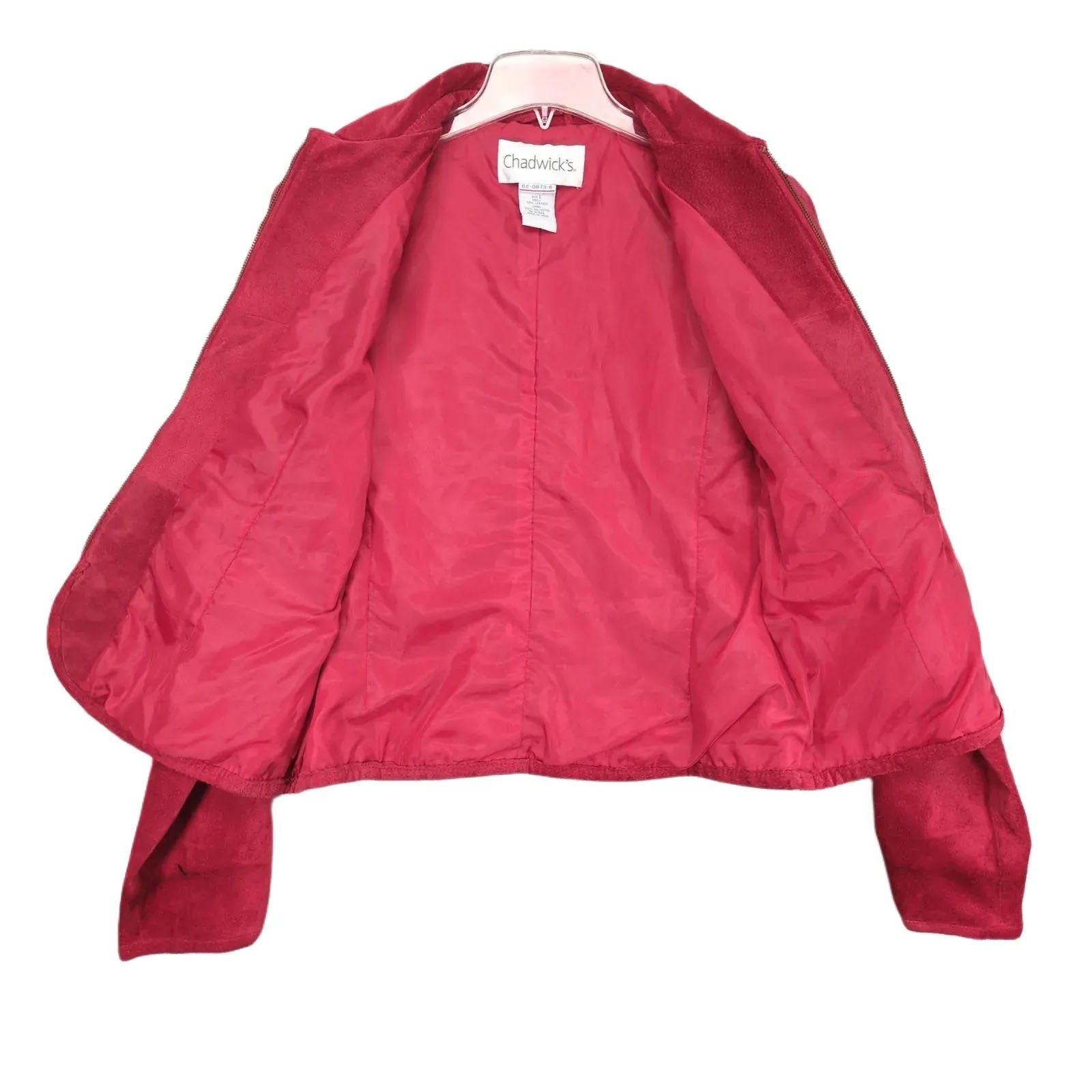Vintage Chadwick's Women's L Red Suede Leather Full Zip Jacket Size L / US 10 / IT 46 - 2 Thumbnail
