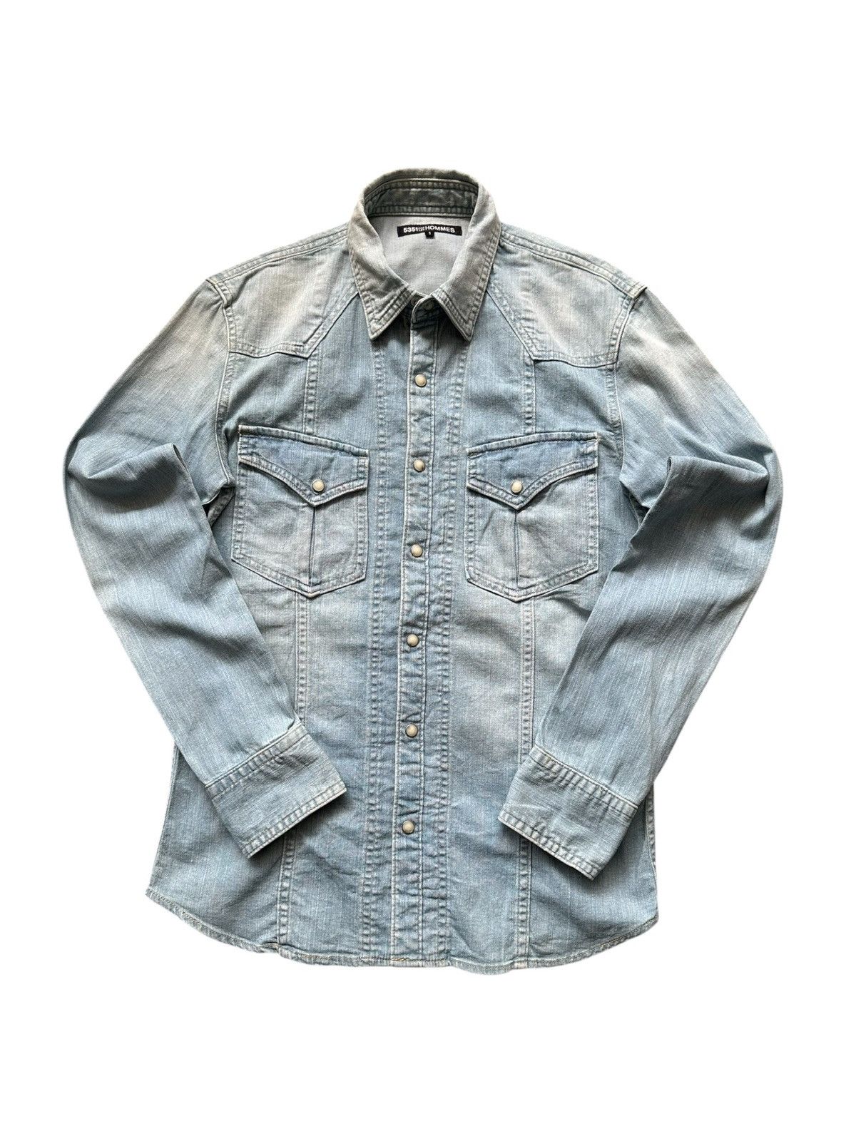5351 POUR LES HOMMES Early 00’s 5351 stonewash denim shirt hediboy Size US M / EU 48-50 / 2 - 7 Thumbnail