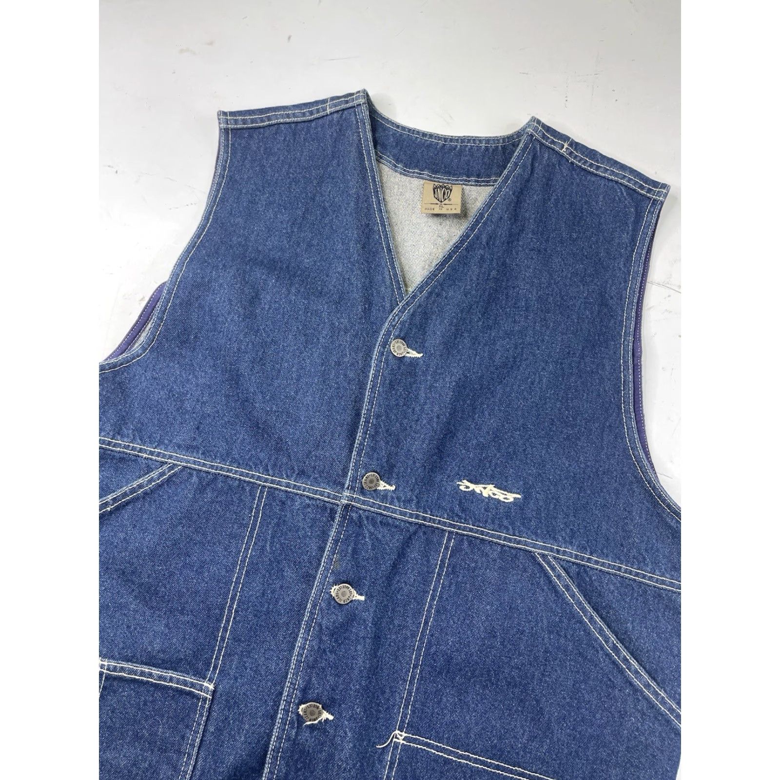 JNCO VINTAGE JNCO Vest Denim Sleeveless Button Baggy 90s Y2K Made In USA XL Men Blue Pockets Regular Size US XL / EU 56 / 4 - 5 Thumbnail