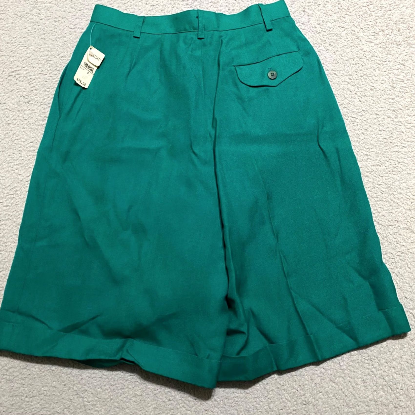 Talbots VINTAGE Talbots Green Pleated Culotte Bermuda Womens 8 Inseam 10" NWT 90s Style Cute Breezy Retro Holiday Women’s Pants Size 30" / US 8 / IT 44 - 2 Thumbnail