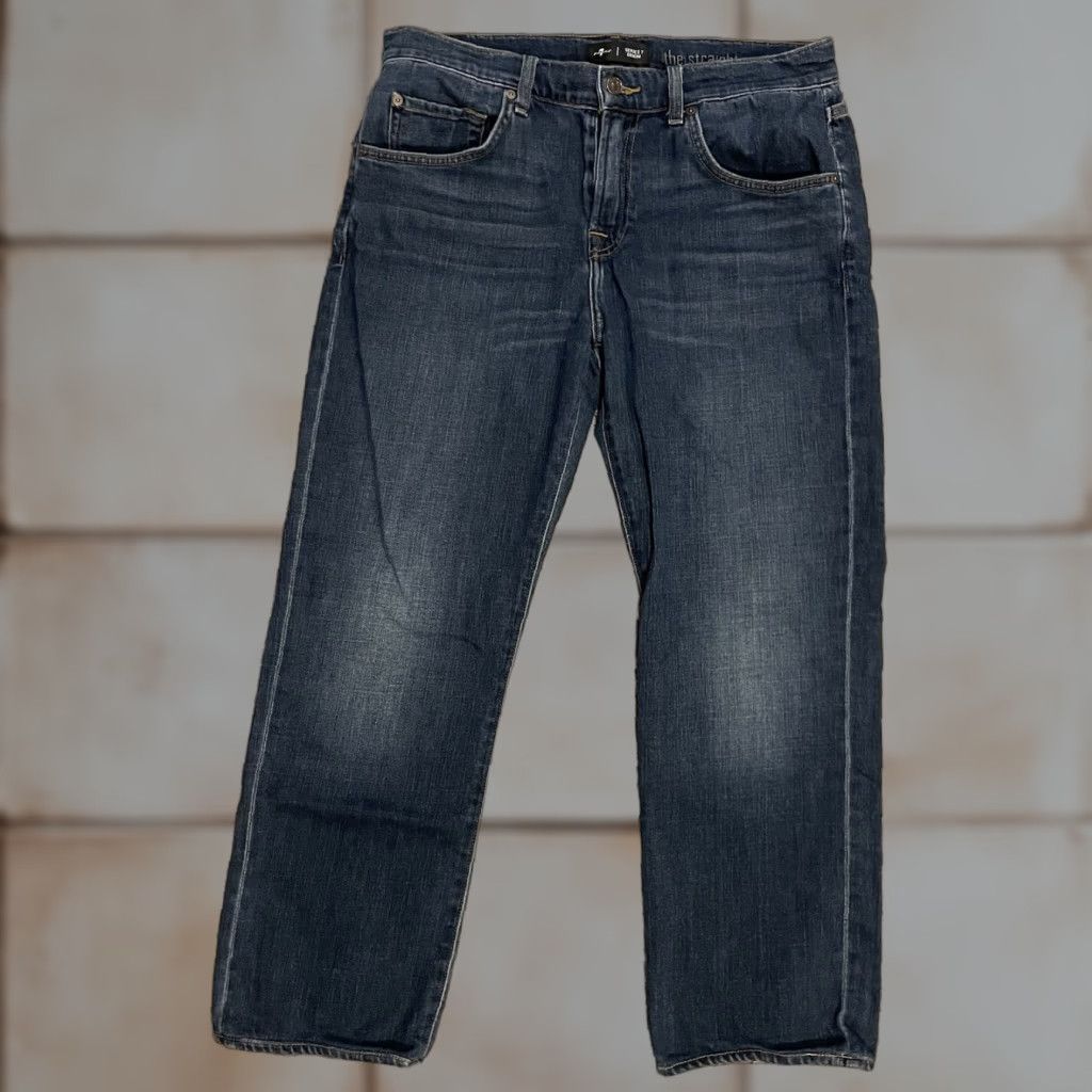 7 For All Mankind Jeans Mens 32x28 Blue Austin Regular Straight Dark Wash Denim
