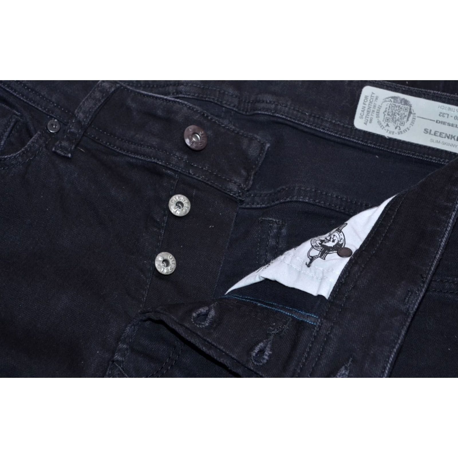 Diesel DIESEL Sleenker Men's Black Jeans Slim Skinny Size W30 L32 Denim Slim Rise Mid 10-12in Inseam 32in Leather Patch Jeans Size US 30 / EU 46 - 6 Thumbnail