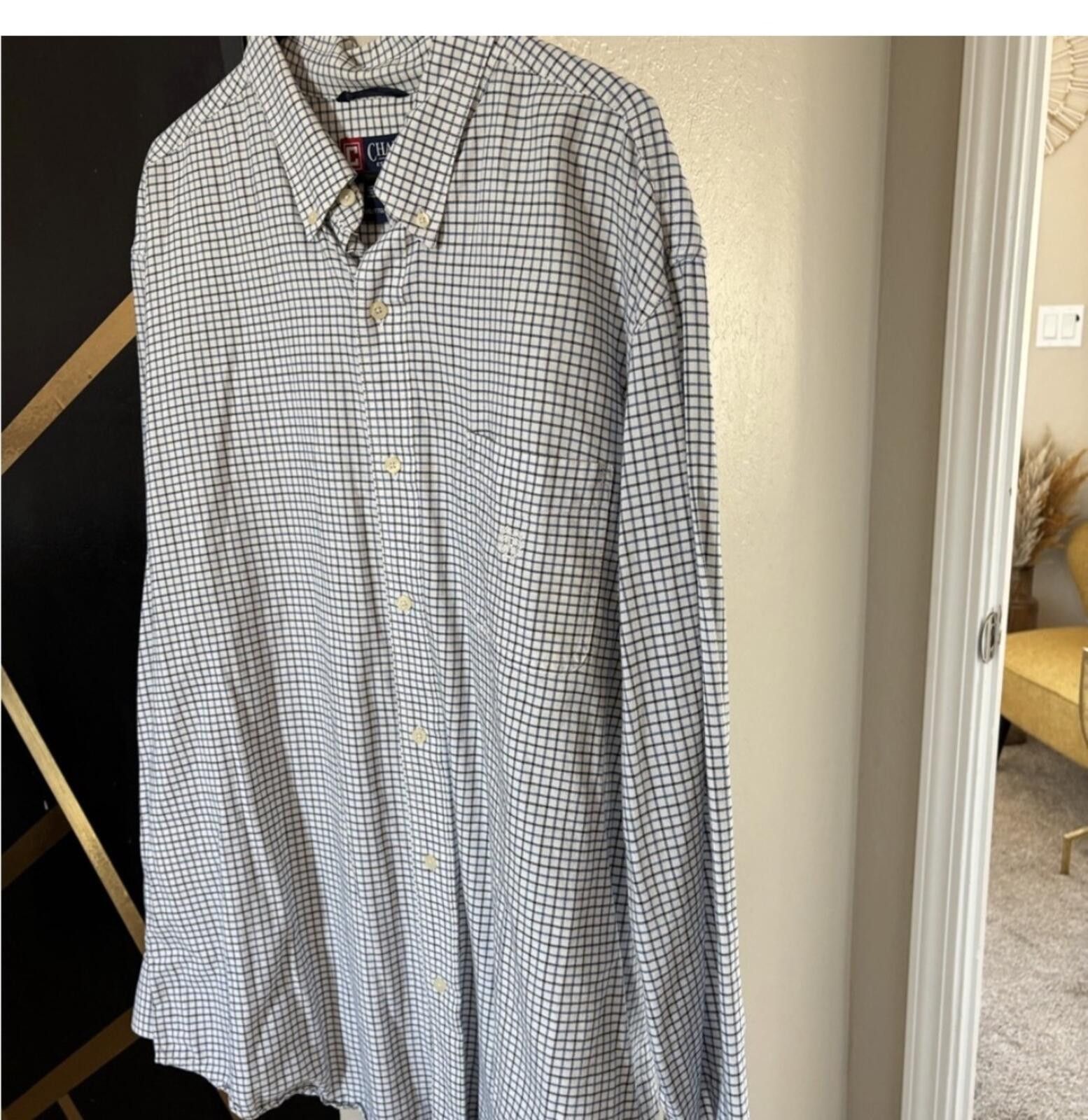 Chaps (Chaps) Men's Blue and White Checkered Shirt Size US XXL / EU 58 / 5 - 4 Thumbnail