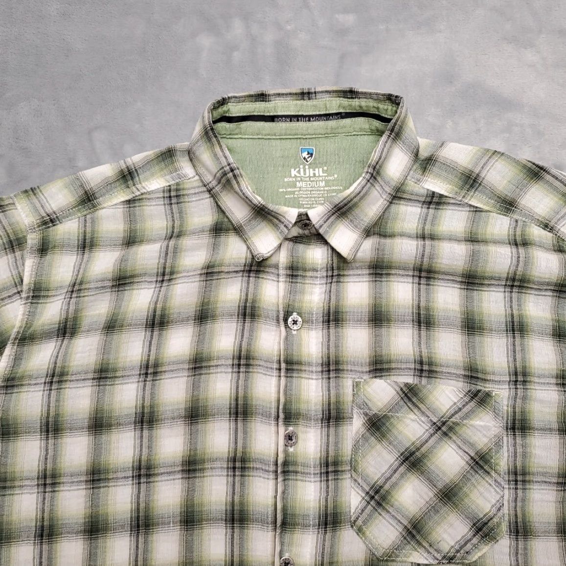 Vintage Kuhl Shirt Men L Green Plaid 100% Organic Cotton Short Sleeve Button-Up Pockets Casual Outdoor Hiking Size US L / EU 52-54 / 3 - 4 Thumbnail