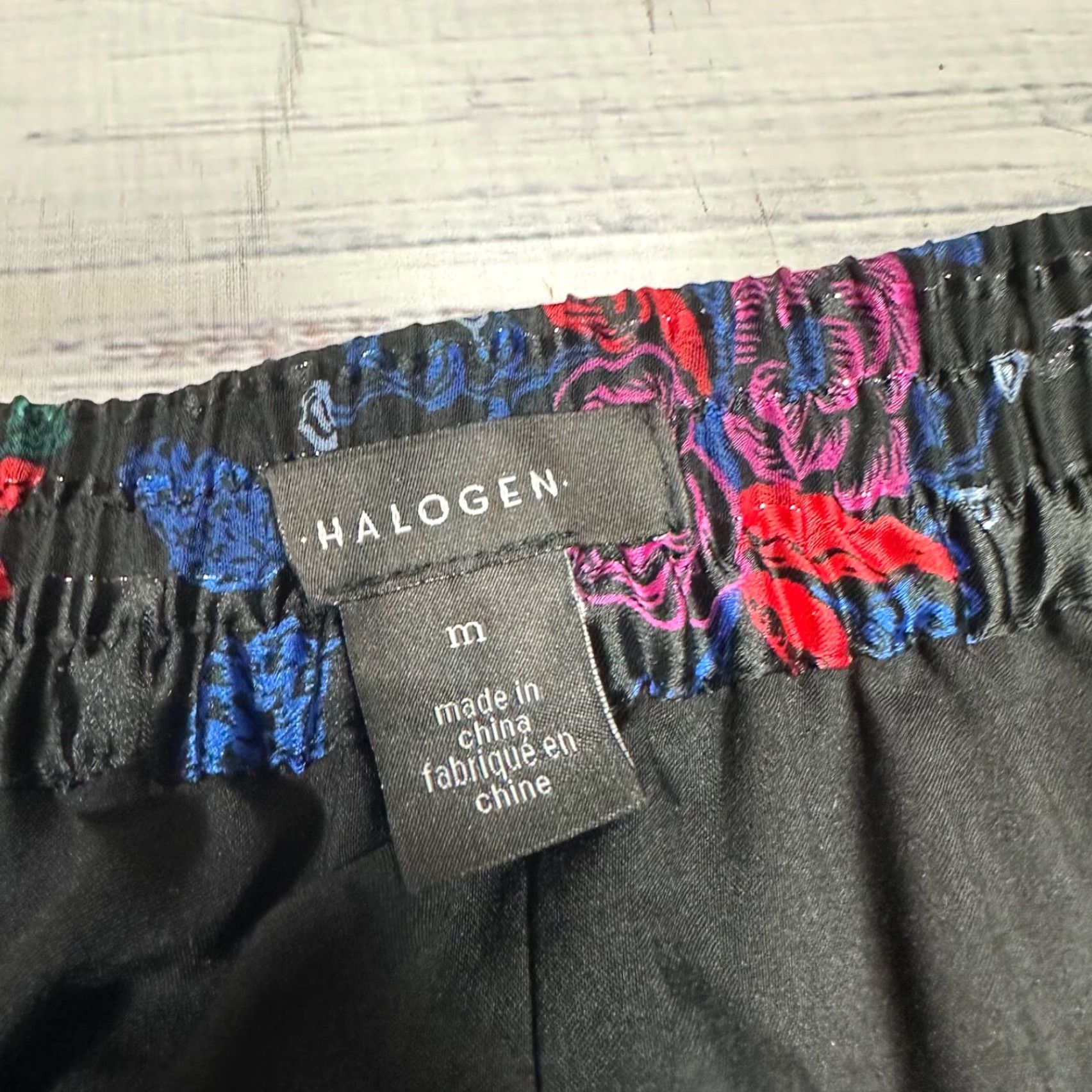 Vintage Halogen Womens Pleated Midi Skirt Sz M Black/Purple Floral Lined Polyester Size 32" / US 10 / IT 46 - 7 Thumbnail