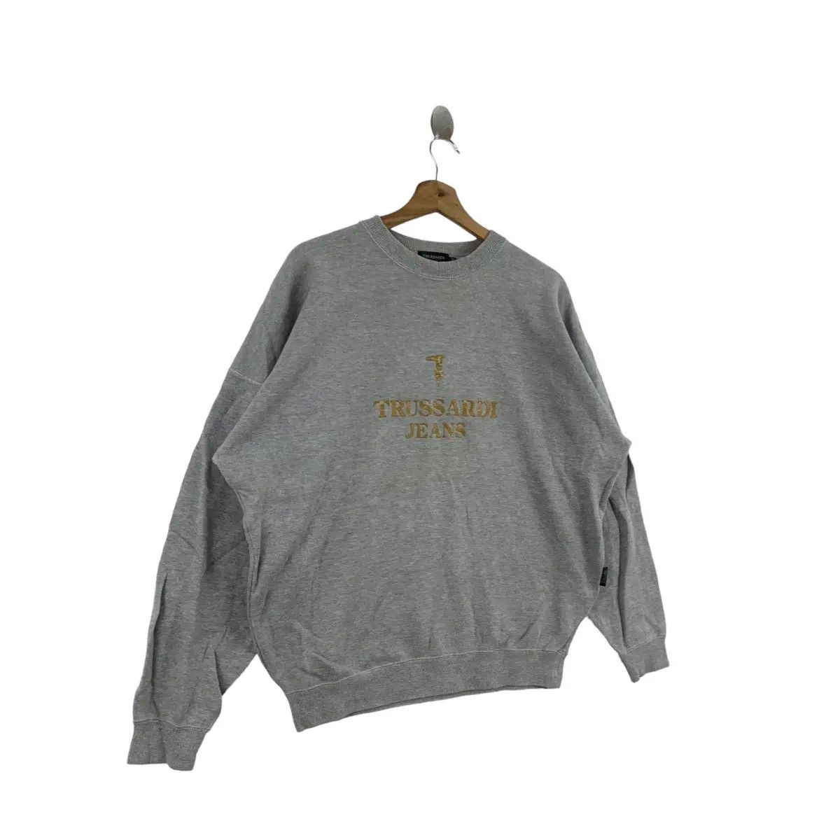 Trussardi × Vintage Vtg TRUSSARDI JEANS ITALY Center Logo Oversized Sweatshirt Size XL / US 12-14 / IT 48-50 - 3 Thumbnail
