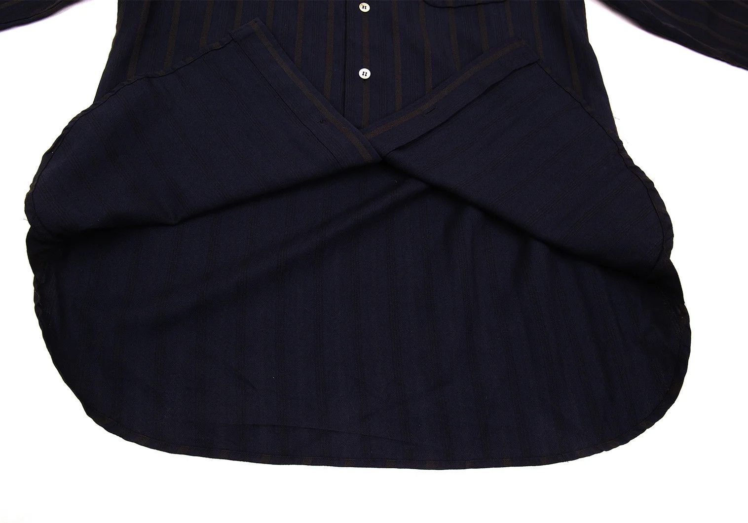 Yohji Yamamoto Yohji Yamamoto Wool Rayon Stripe Shirt Navy Brown M Size US M / EU 48-50 / 2 - 13 Thumbnail