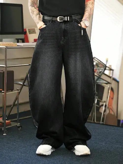 Jean Washed Denim Jeans Loose fit Baggy Size US 34 / EU 50 - 6 Thumbnail