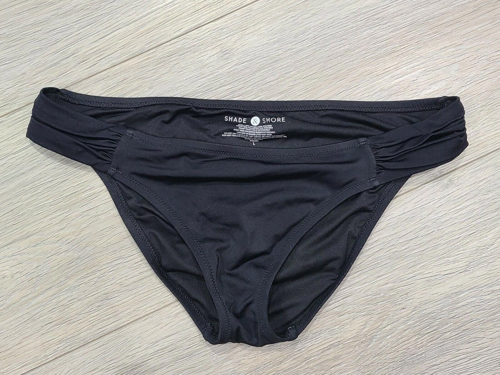 Designer Shade And Shore Bikini Bottom Large Black Scrunched Sides Size ONE SIZE - 1 Thumbnail