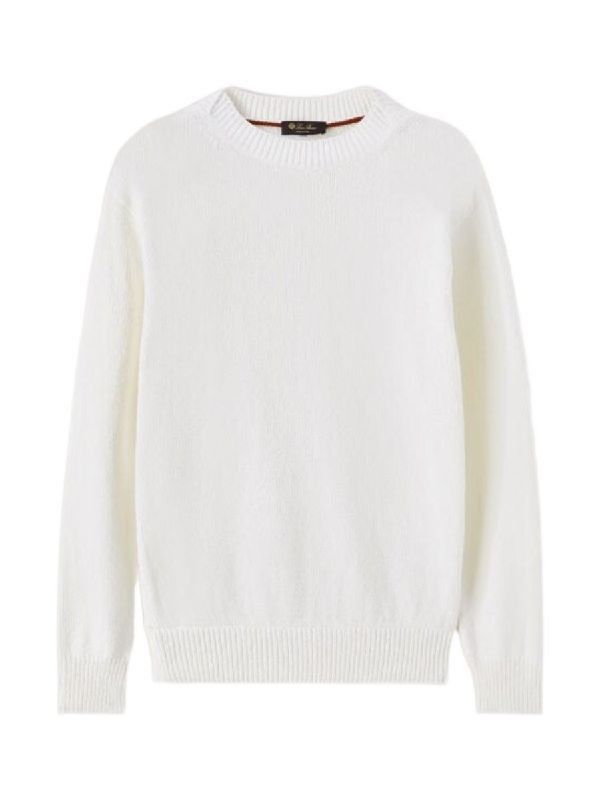 Loro Piana o1srvl11e0424 Girocollo Rapallo Sweatshirt in White Size US XL / EU 56 / 4 - 1 Thumbnail