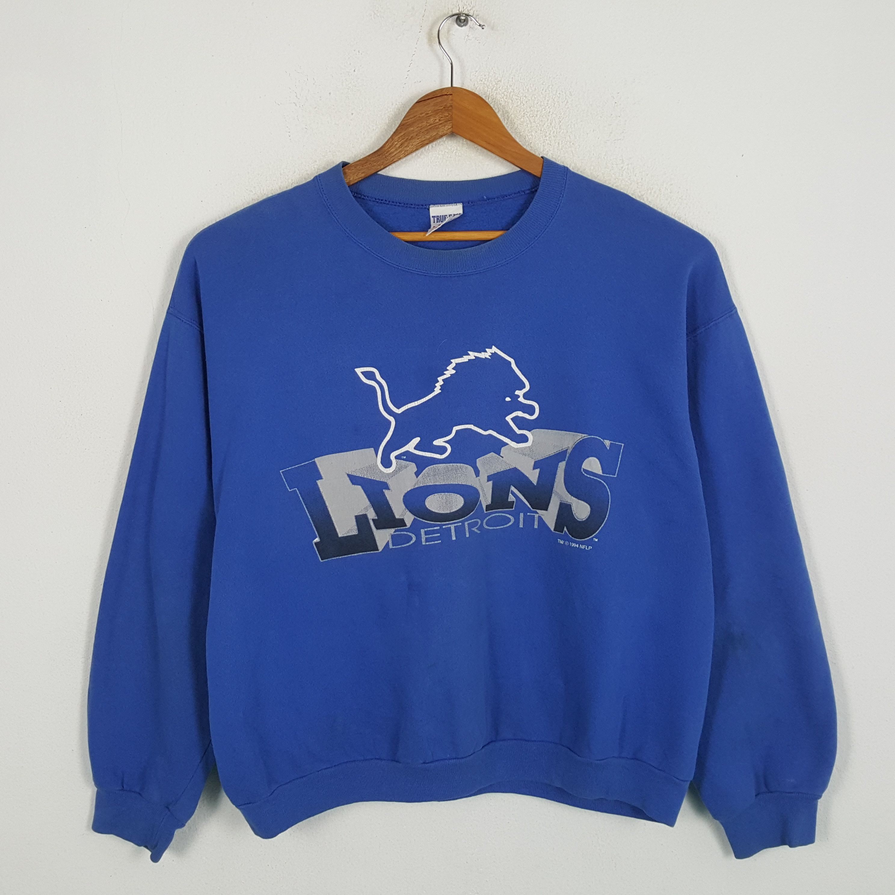 image of Vintage 90's Detroit Lions American Football Nfl Sweatshirt in Blue, Men's (Size XL)