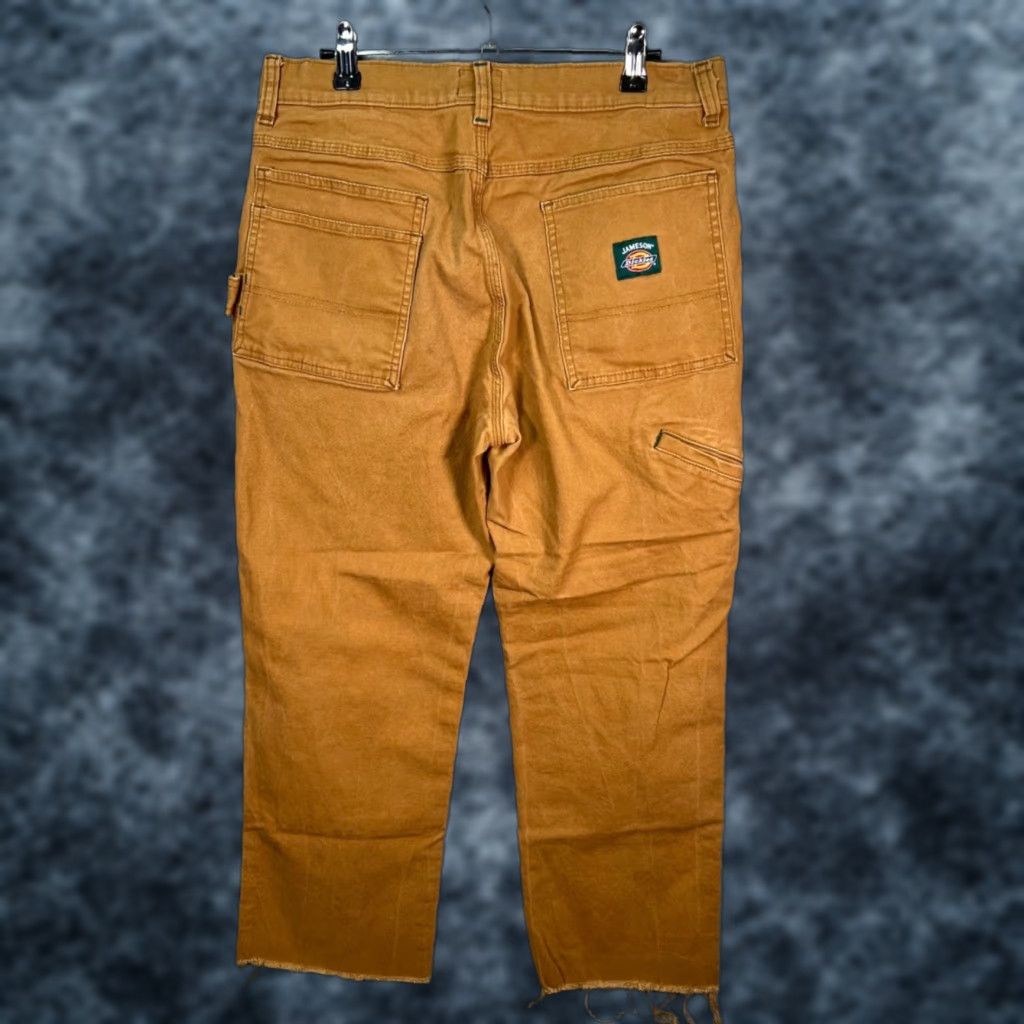 Dickies Dickies x Jameson Mens Pants Carpenter 33 x 25 Tan Brown Distressed Hem Workwear Canvas Cotton Straight Inseam 25in Mens Size US 33 - 1 Thumbnail
