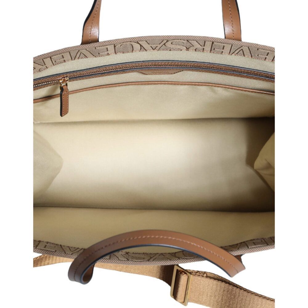 Versace Versace Brown Top Handle Jacquard Leather Logo Crossbody Tot Size ONE SIZE - 8 Thumbnail
