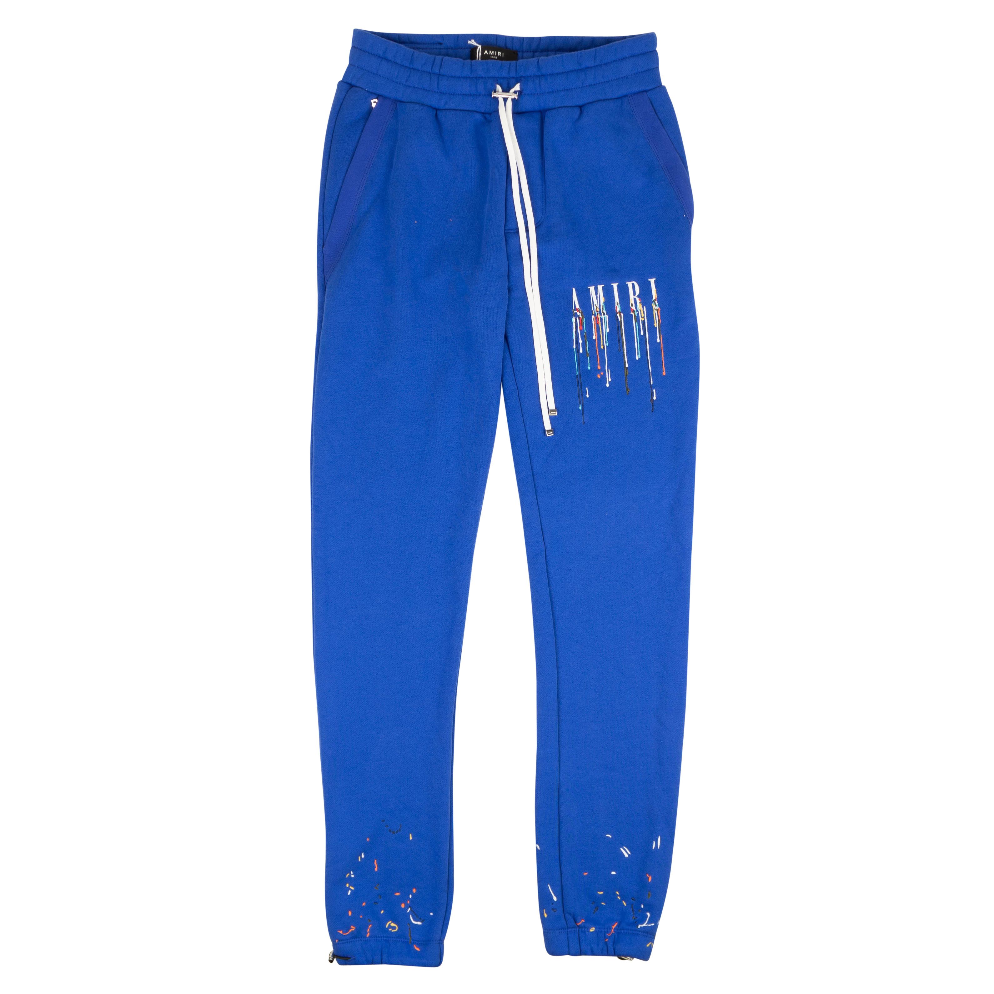 image of Amiri Paint Drip Core Logo Sweatpant Blue&white Jogger Sweatpants Size S, Men's